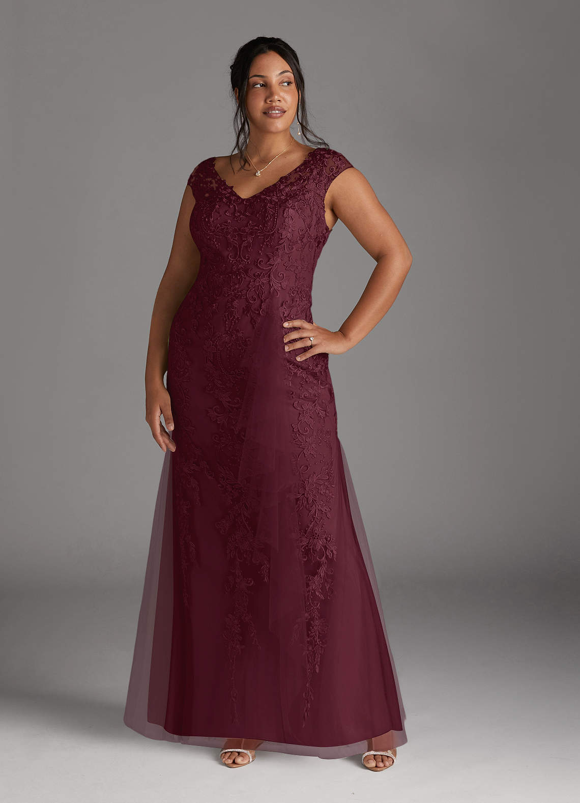 Azazie Melena Final Sale Cabernet Mermaid Lace Tulle Dress image1