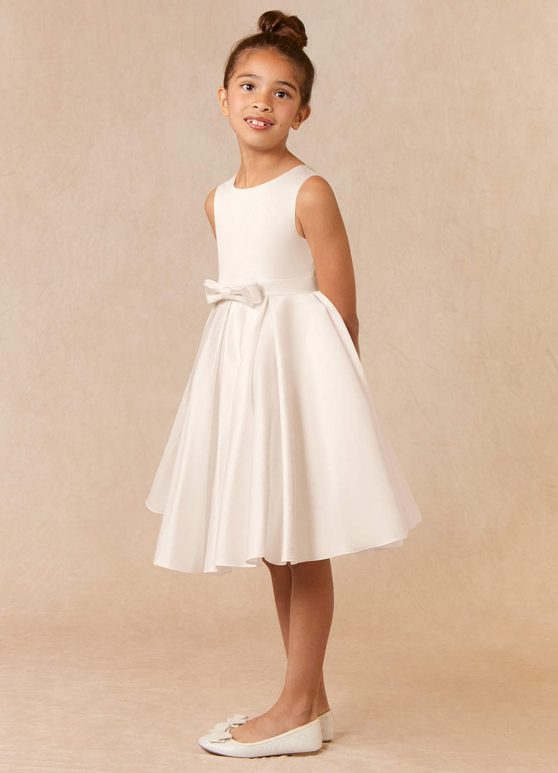 satin a line communion dress Elegant Girls' Satin First Communion Dress w/ Crystal Organza Skirt 12