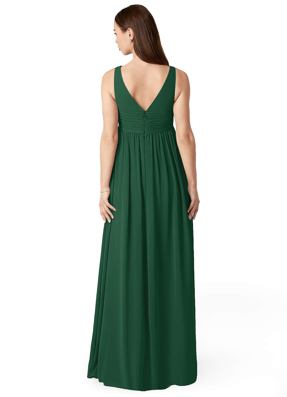 Azazie Yetta Vestidos de dama de honra para maternidade Vestido Linha A Plissado Comprimento do chão Chiffon image1