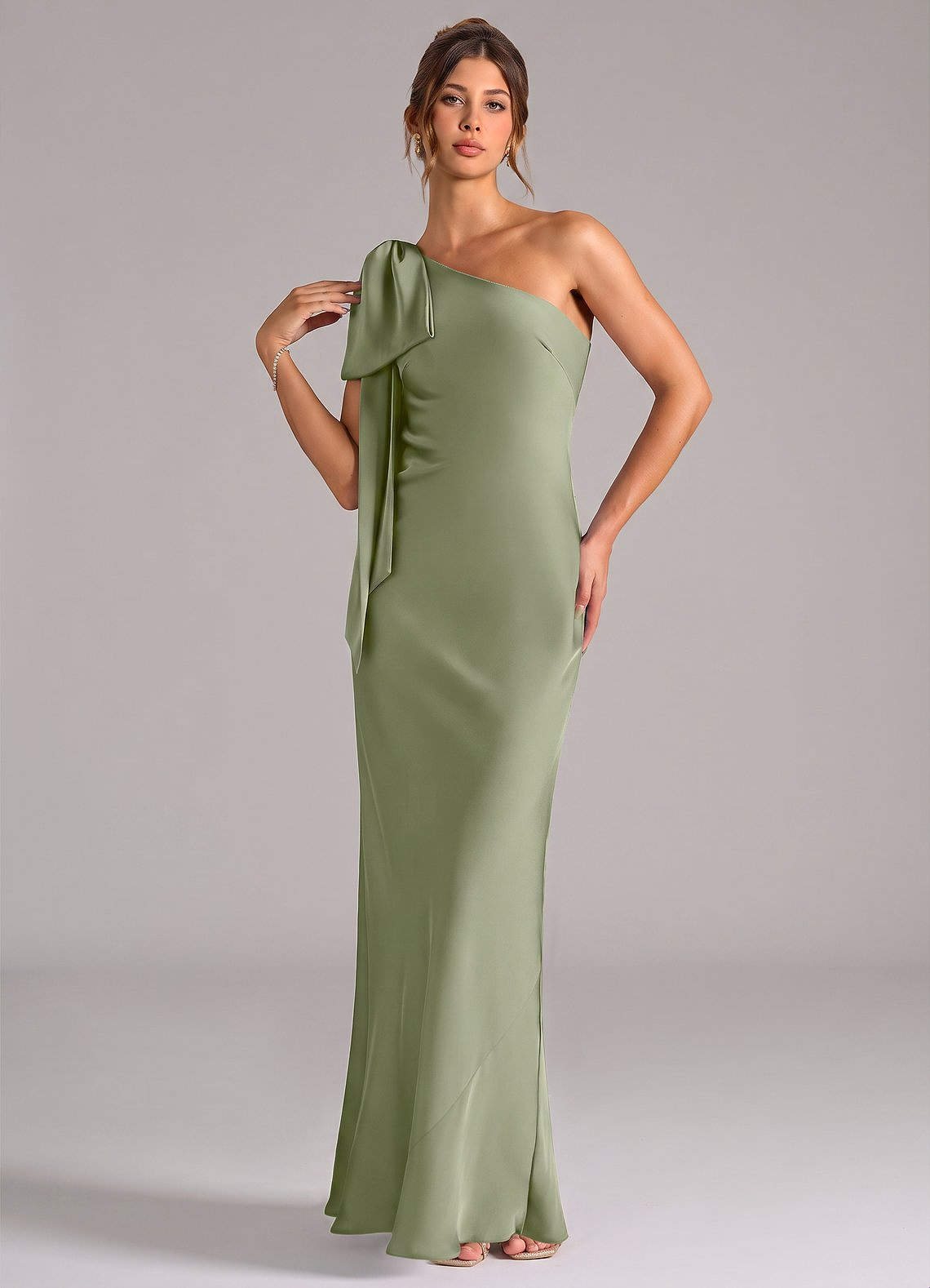 pistachio bridesmaid dress Azazie Capri Mermaid dress