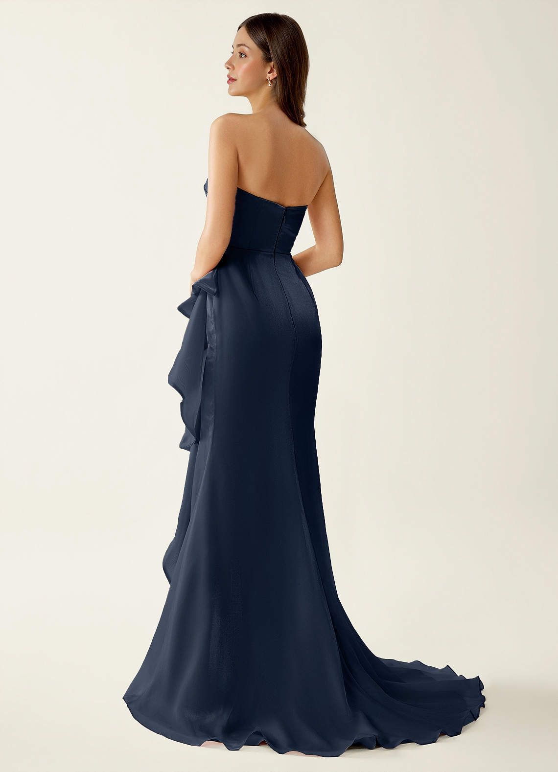 navy blue strapless prom dress Sequin A-Line Long Gown Introducing our enchanting A Strapless Navy Blue Appliques Long