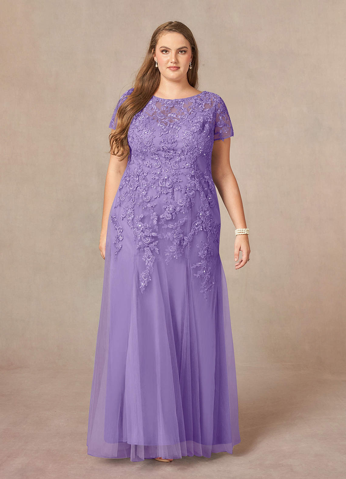 Azazie Laurie vestidos de madre de la novia Vestido de Tahití de Tul de Corte Sirena con Scoop Lentejuelas image1