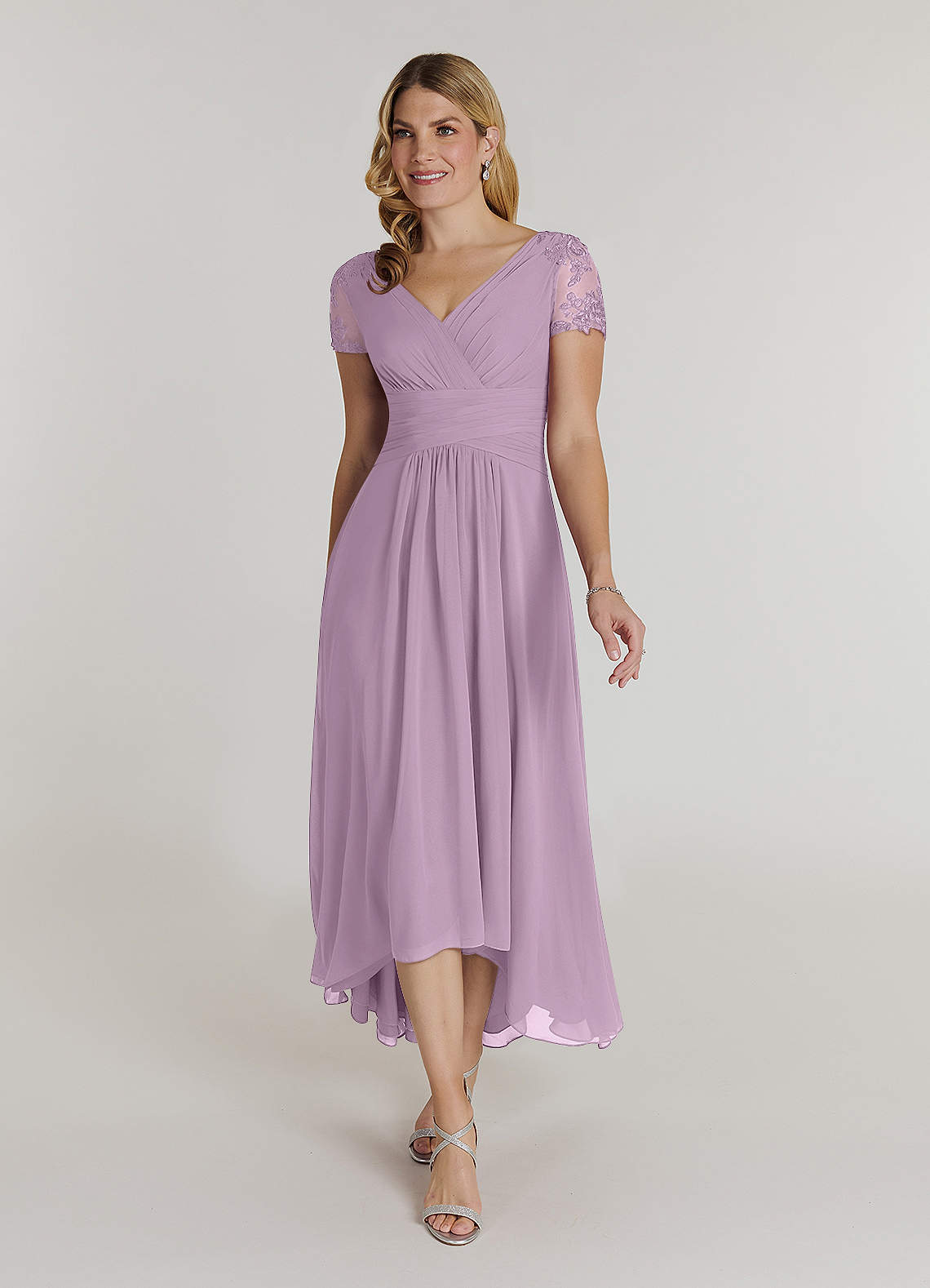 Azazie Thais Mother of the Bride Dresses Wisteria A-Line Lace Chiffon Dress image1