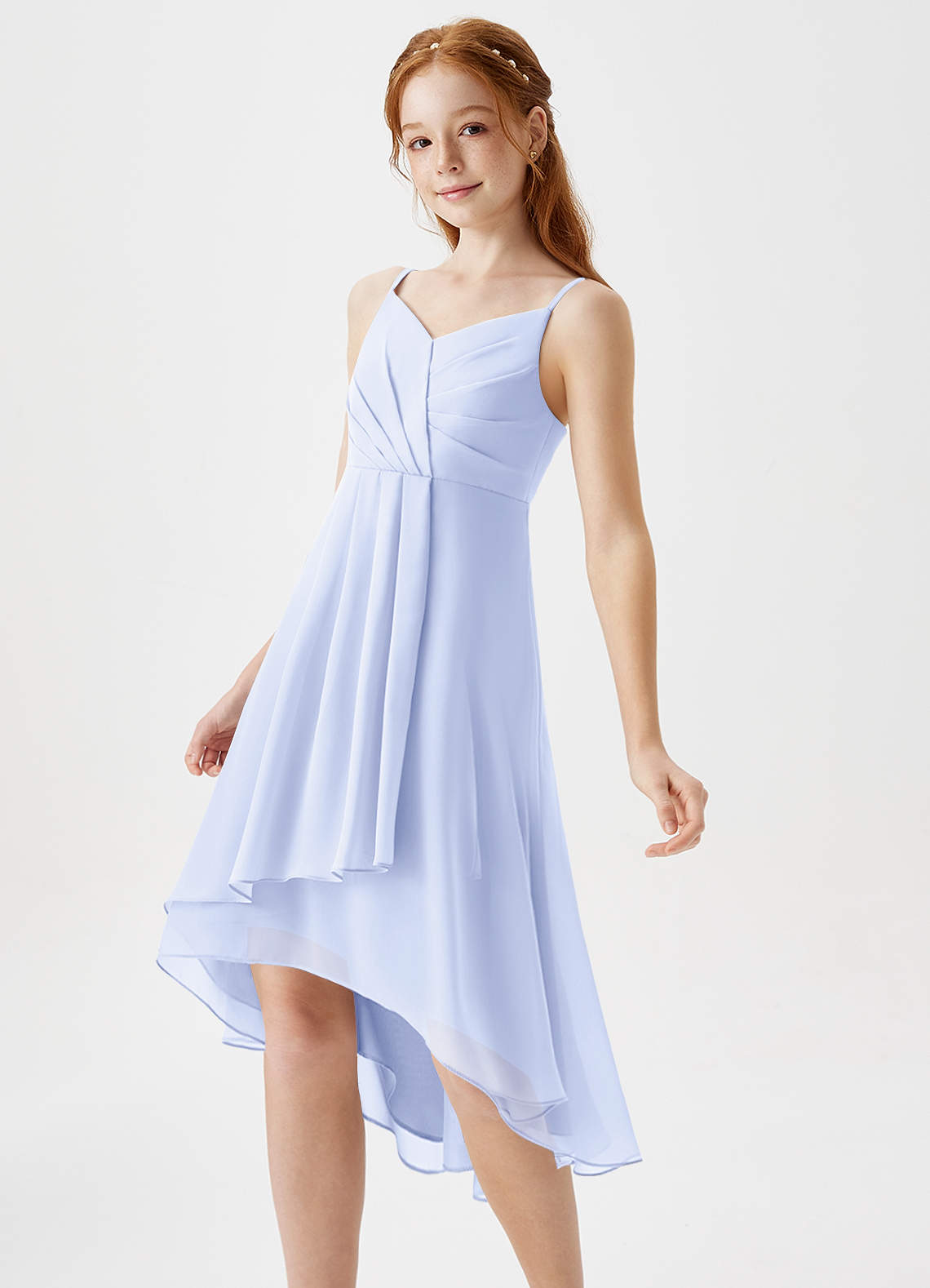 Azazie Mariam Junior Abito A-Line in Chiffon Plissettato Lavanda image1