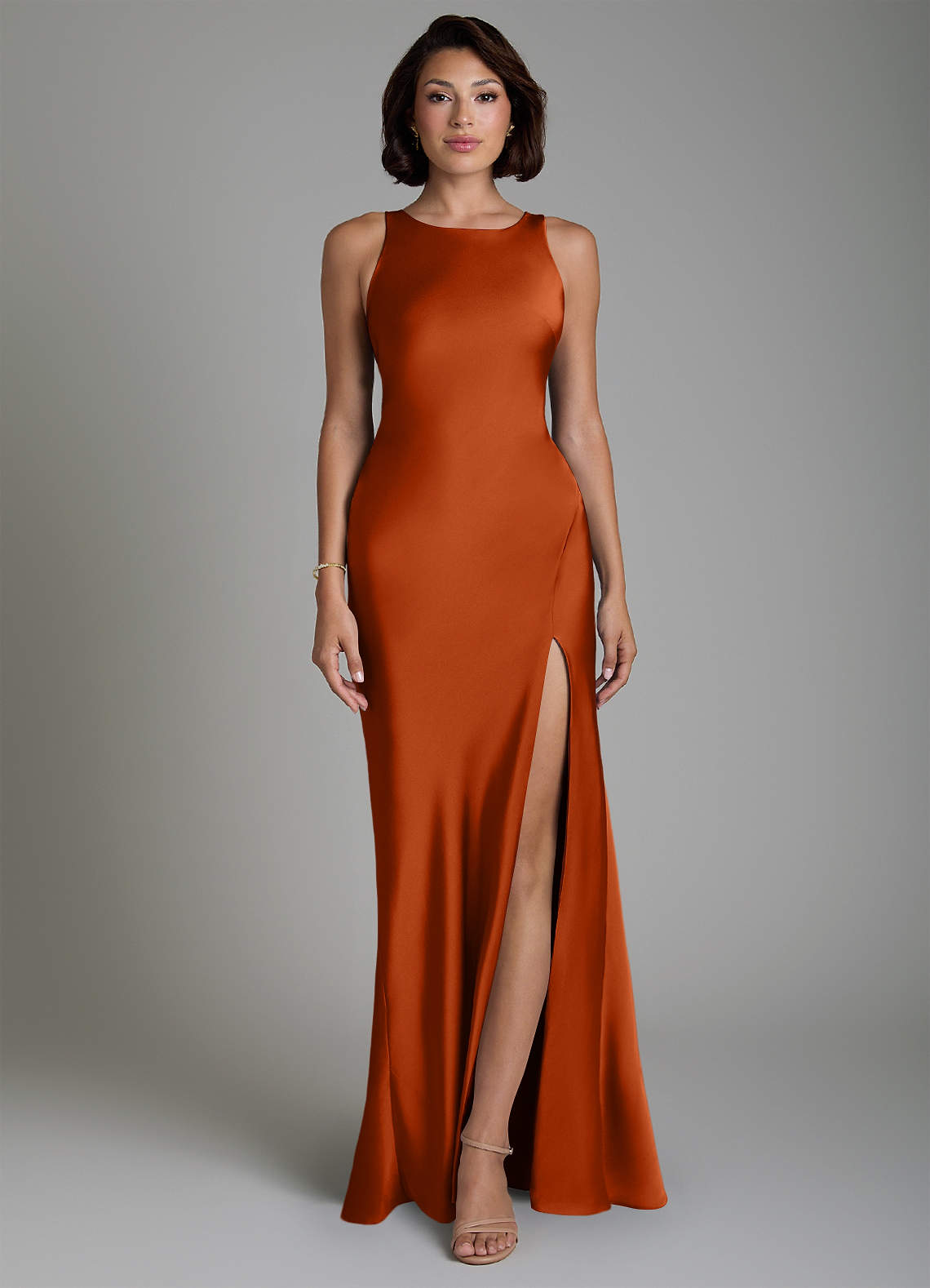 orange mermaid bridesmaid dresses Azazie Dariah Long Sleeved A Line bling dresses neckline enhances the look Size:9-10 Year (150cm)