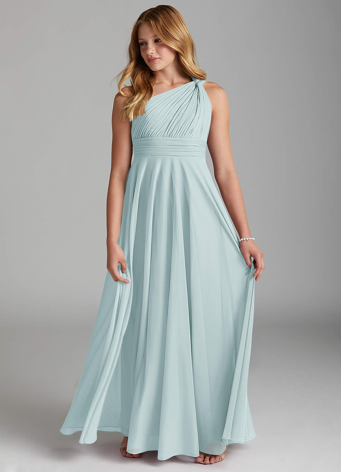 Azazie Charlize Junior Mist A-Line Mesh Dress image3