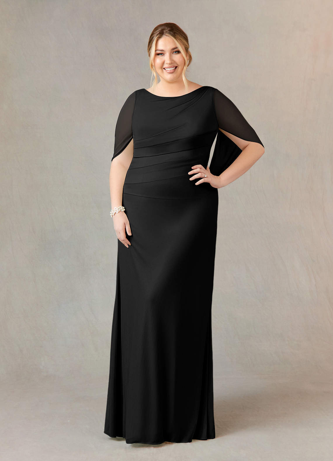 Azazie Belladonna Mesh Black Mother Of The Bride Dresses Size UK 6
