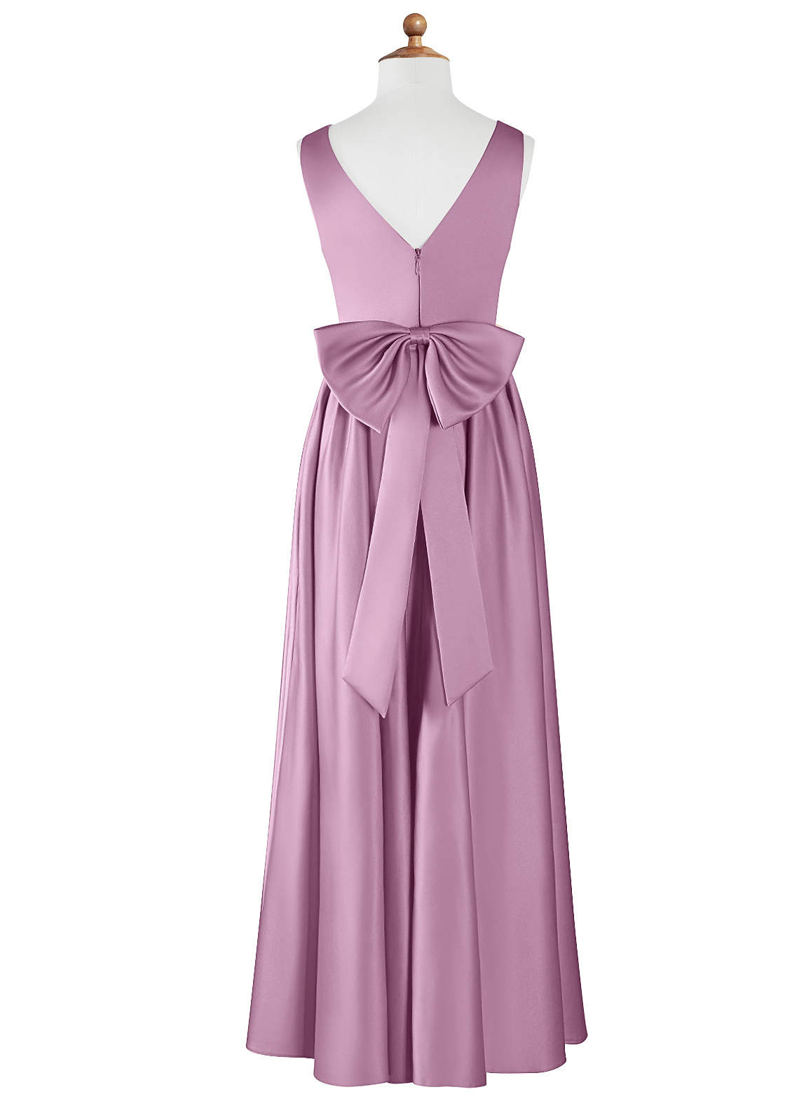 Azazie Hathaway Junior Wisteria A-Line Bow Stretch Satin Dress image5