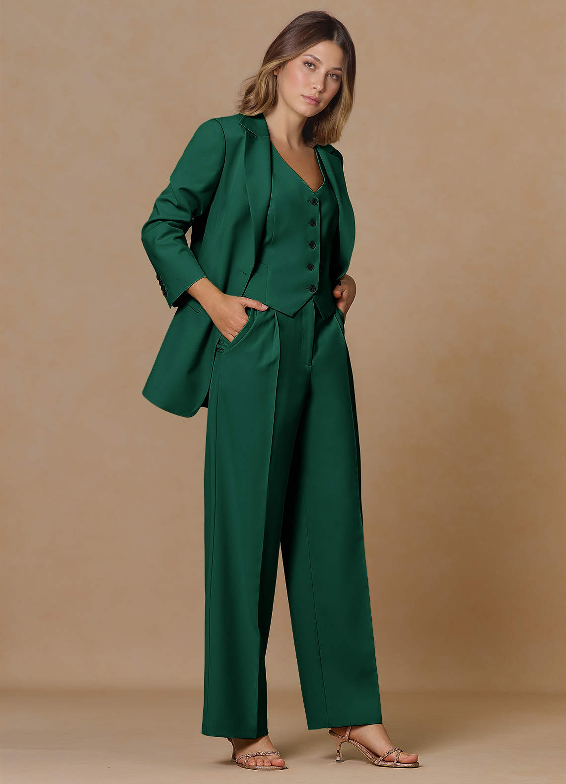 front Rowan Emerald Refined Weave Performance blazer