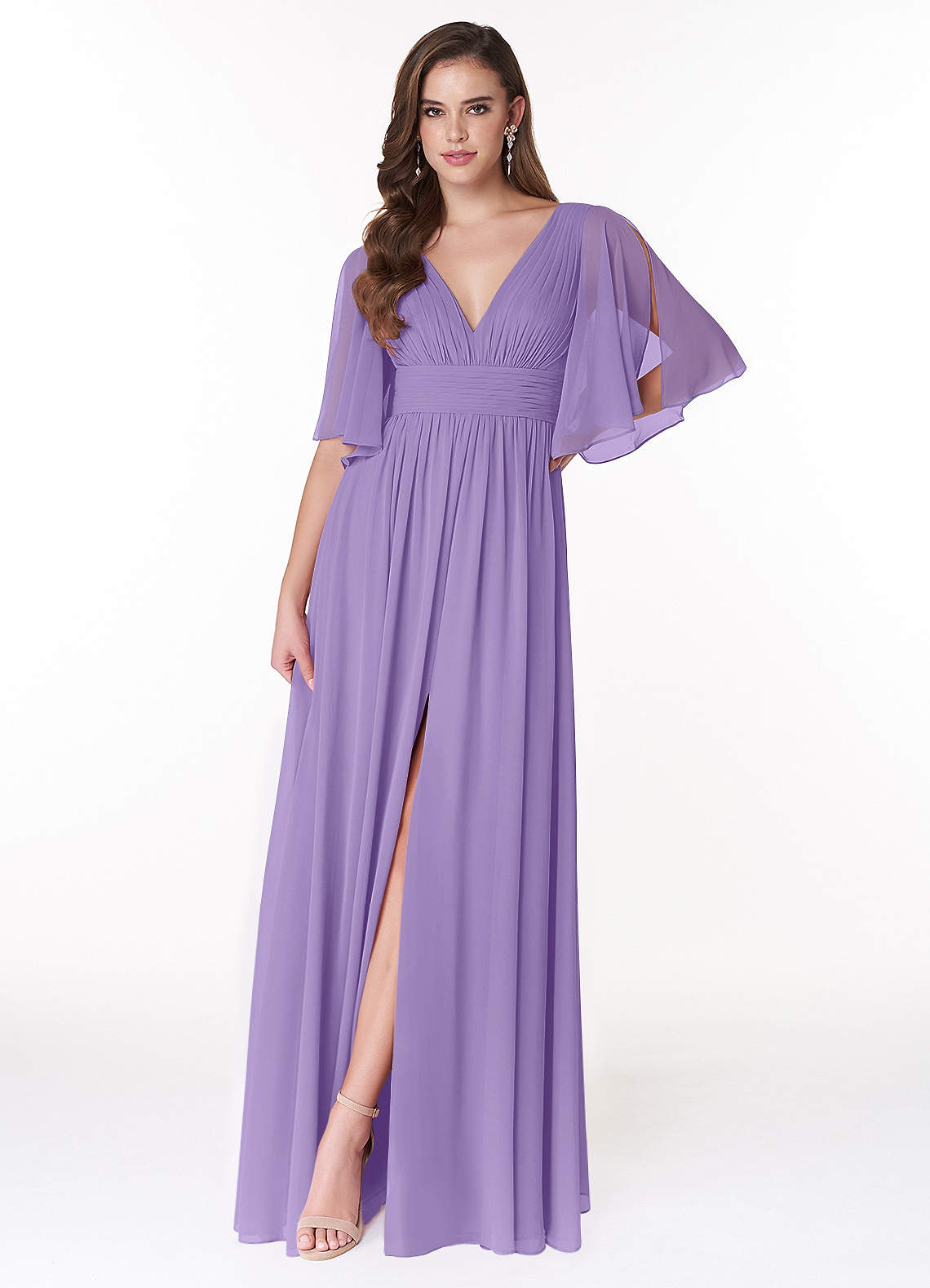 Azazie Temeka Bridesmaid Dresses Tahiti A-Line Ruched Chiffon Dress image1