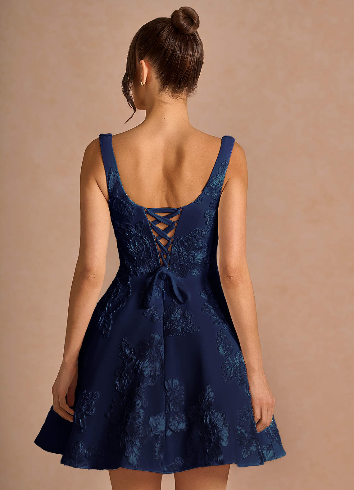 Azazie Square A-Line 3D Flowers Mini Cocktail Dresses in Navy Azazie Square A-Line 3D Flowers Mini Cocktail Dresses in Navy