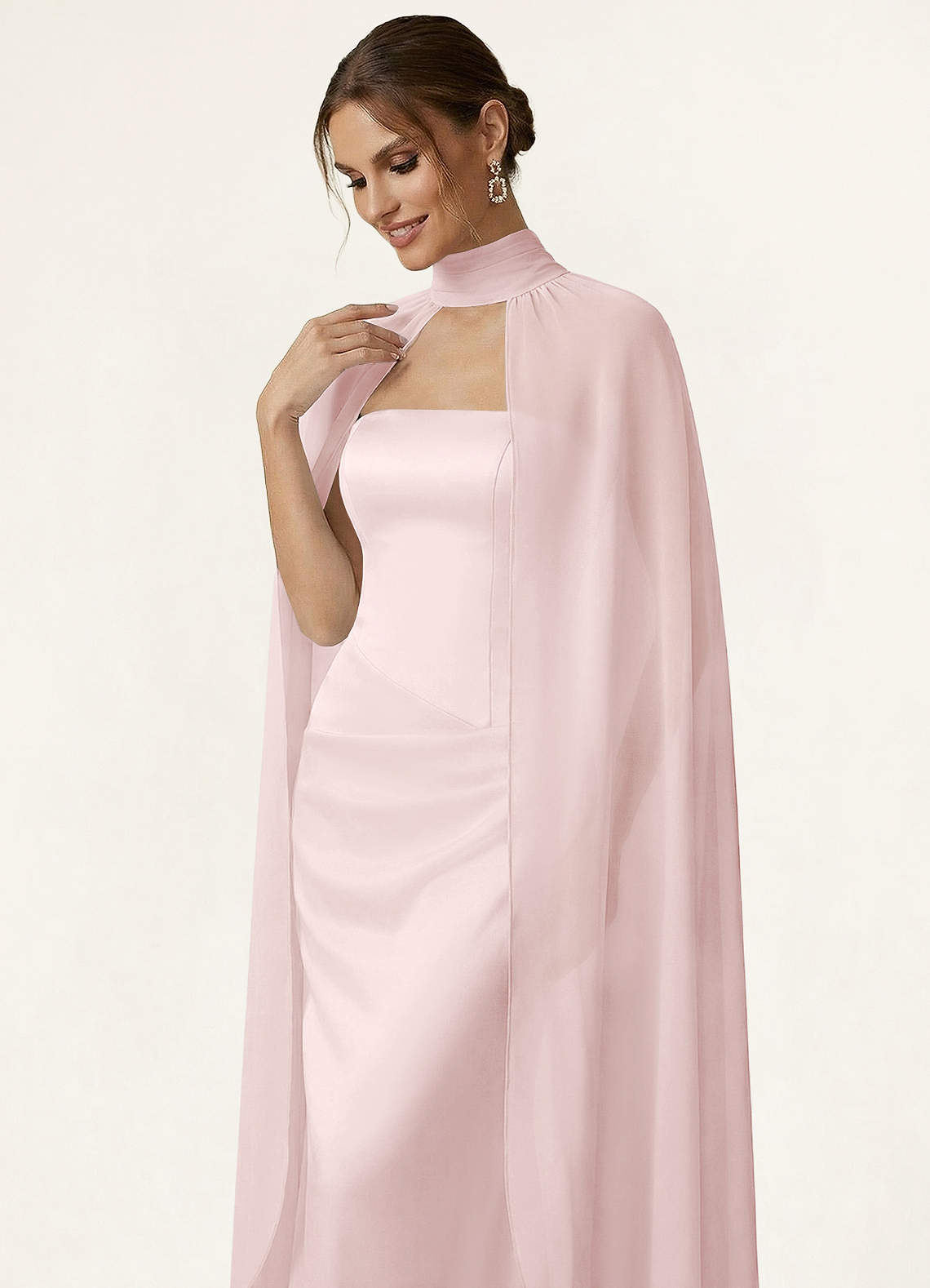 front Azazie Halter Chiffon Flowy Cape