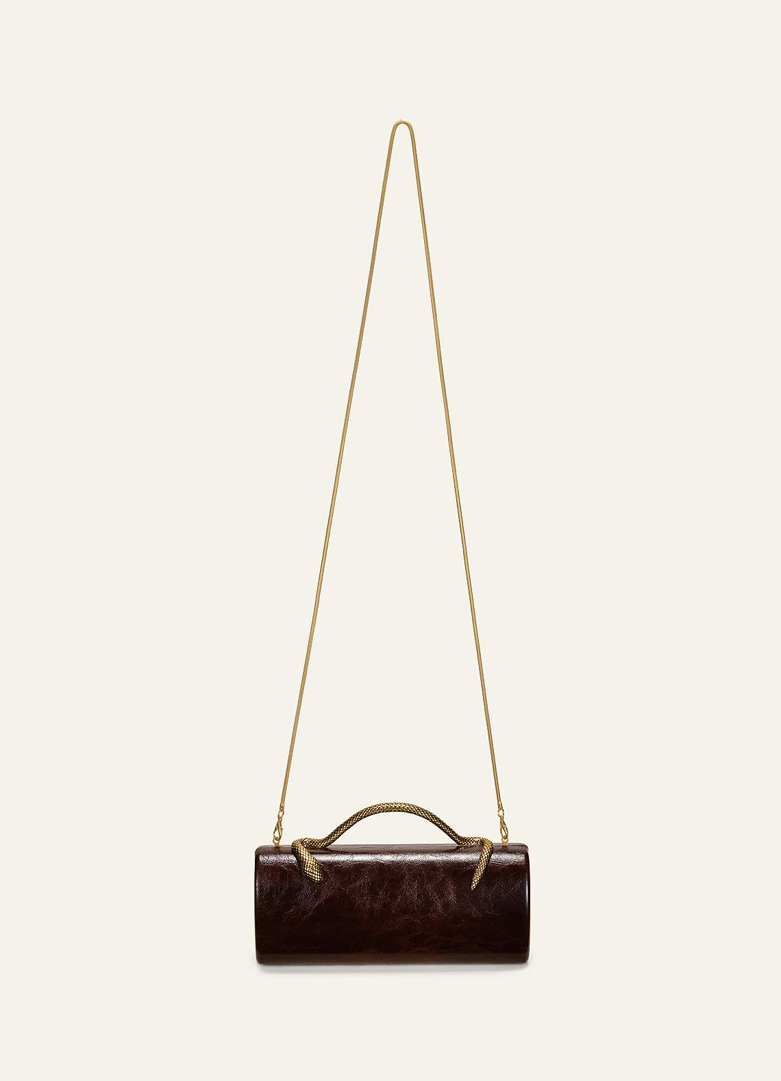 front Gold Snake Handle PU Leather Evening Handbag