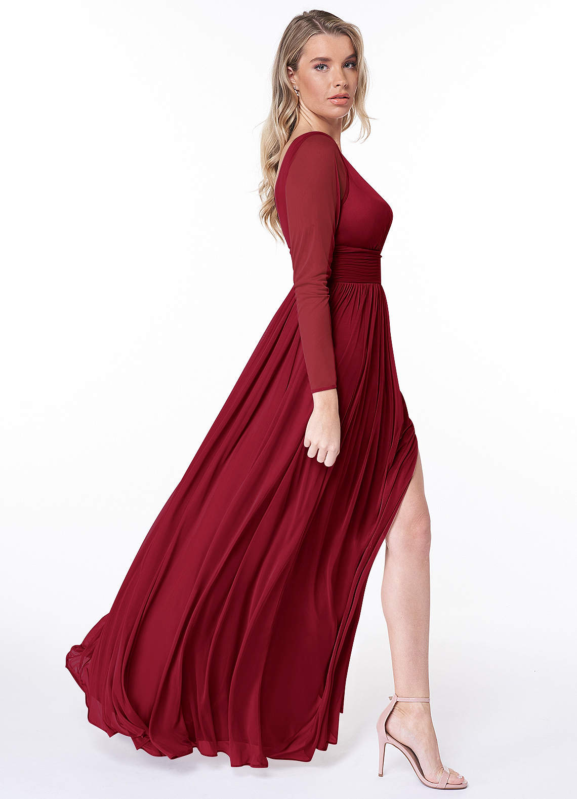 Bridesmaid dresses burgundy outlet long sleeve