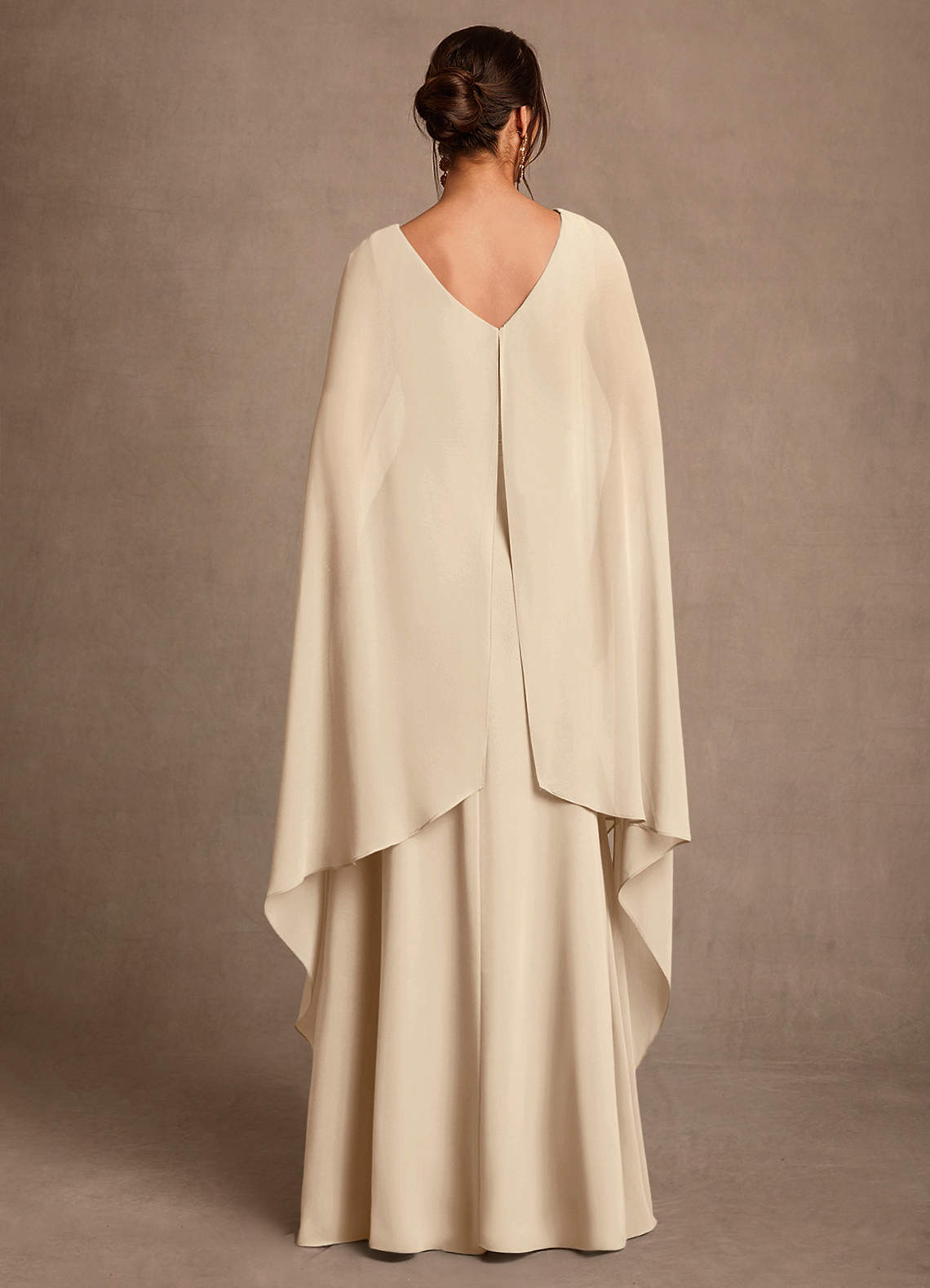 Azazie Liddie Mother of the Bride Dresses Champagne A-Line Pleated Chiffon Dress image3