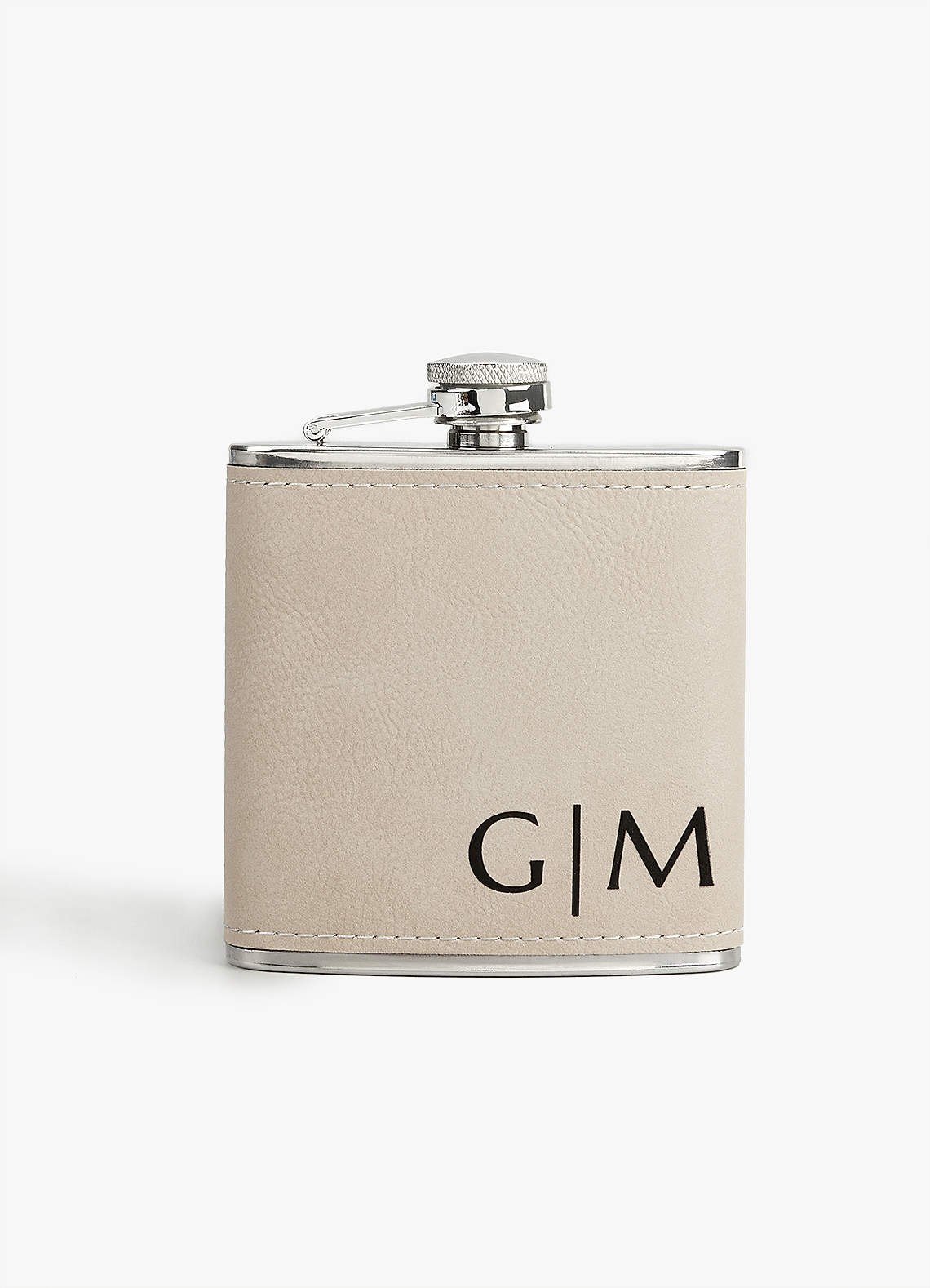 front Customizable Faux Leather Flask