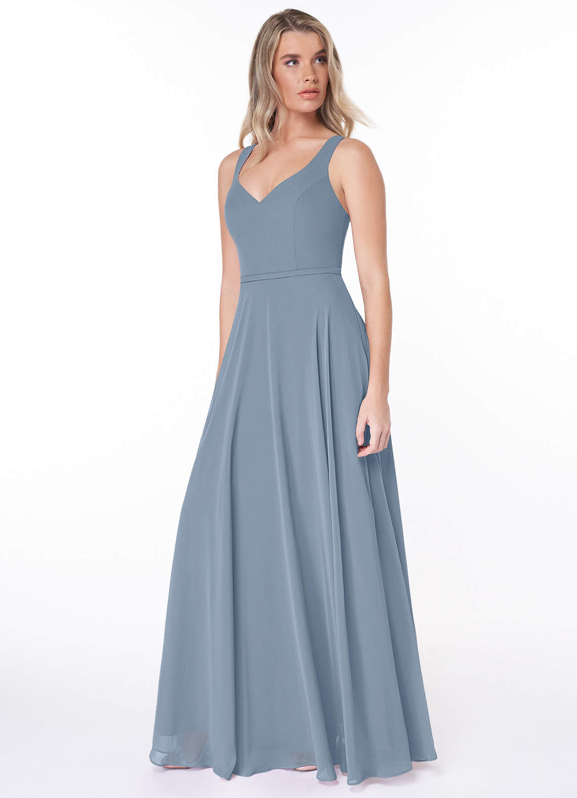 Dusty Blue Azazie Briena Bridesmaid Dresses | Azazie