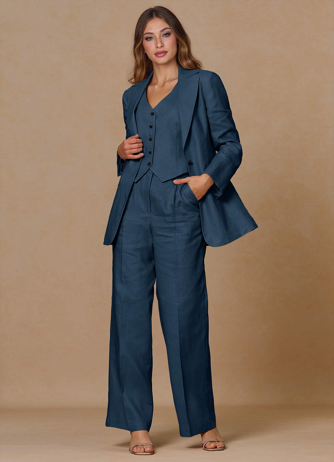 Belicia Dark Navy 100% Linen 2-Piece Suit | Azazie