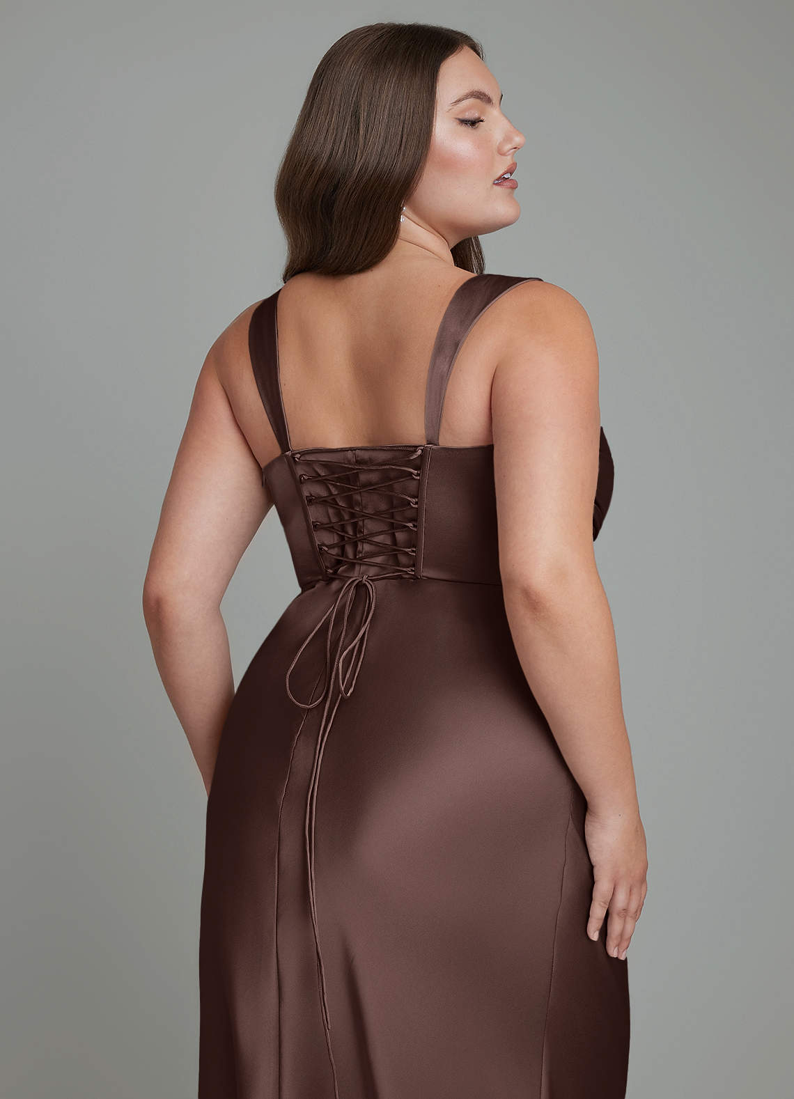 Azazie Agustina Bridesmaid Dresses Ganache Mermaid Corset Stretch Satin Dress image12