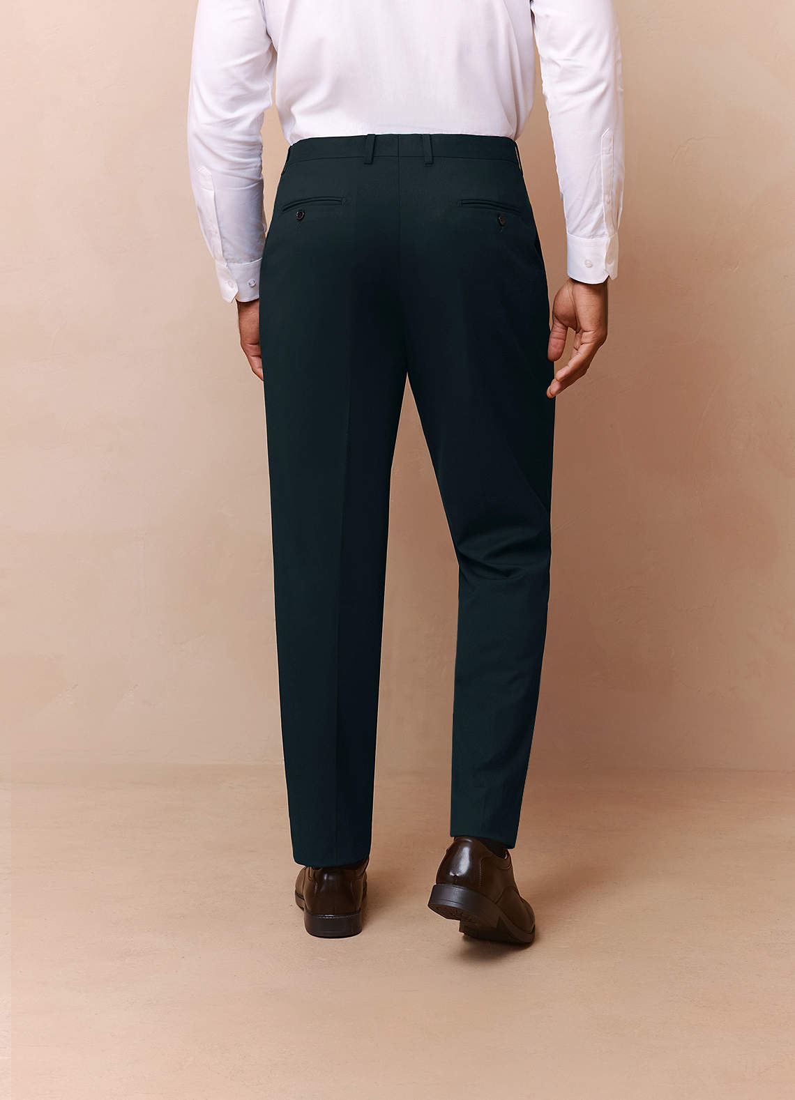 front Savile Dark Green Wool Blend Dress Pants