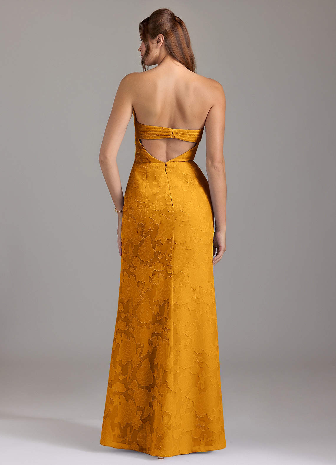 Azazie Leonis Butterscotch Floral Burnout Bridesmaid Dresses | Azazie UK