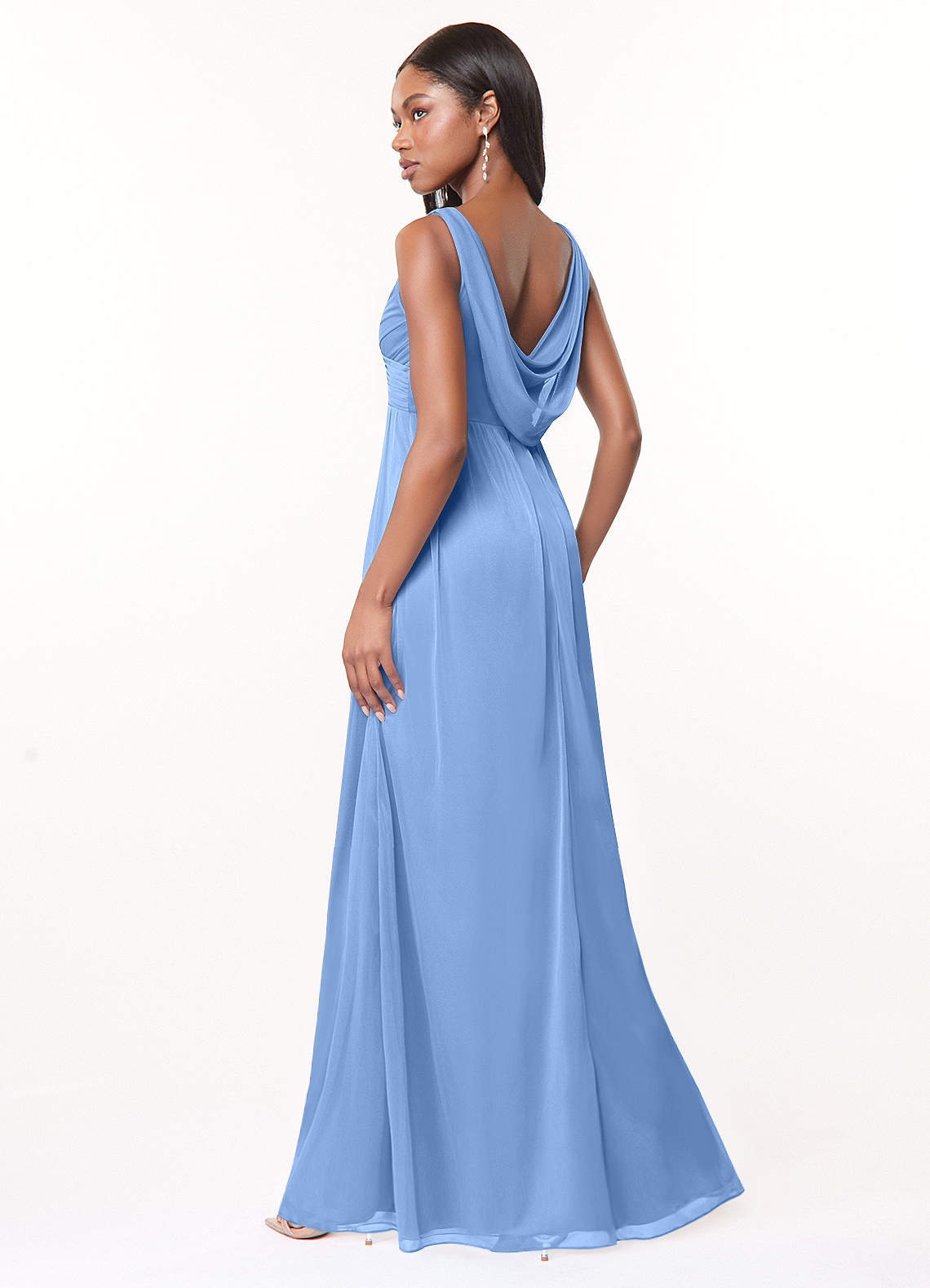 Azazie Oceana Bridesmaid Dresses A-Line V-Neck Pleated Mesh Floor-Length Dress image1
