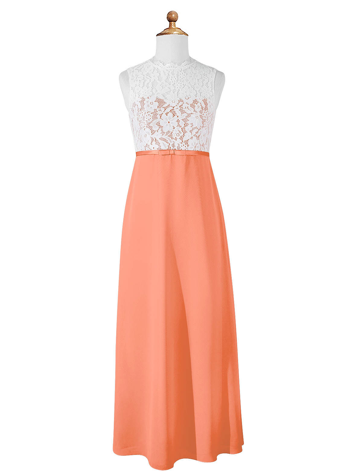 Sleeveless Orange Lace Chiffon A-line Long Bridesmaid Dresses Sleeveless Orange Lace Chiffon A-line Long Bridesmaid Dresses