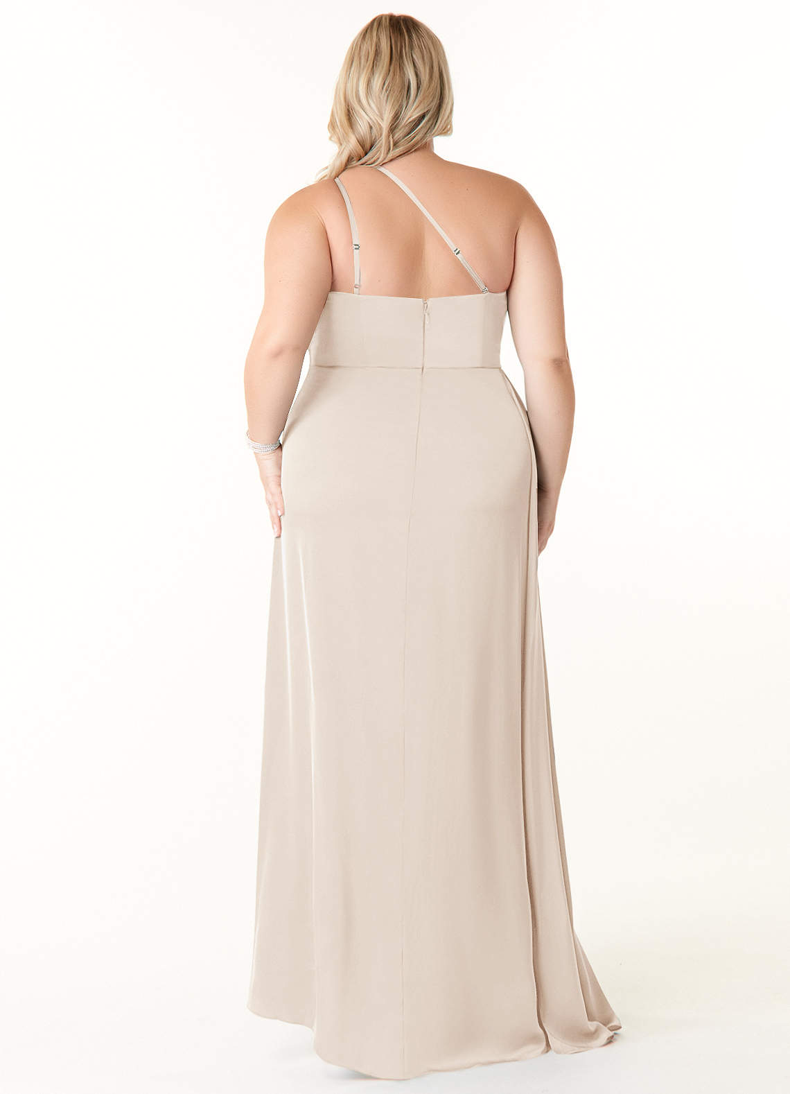 Azazie Maron White Alabaster Stretch Satin Bridesmaid Dresses | Azazie
