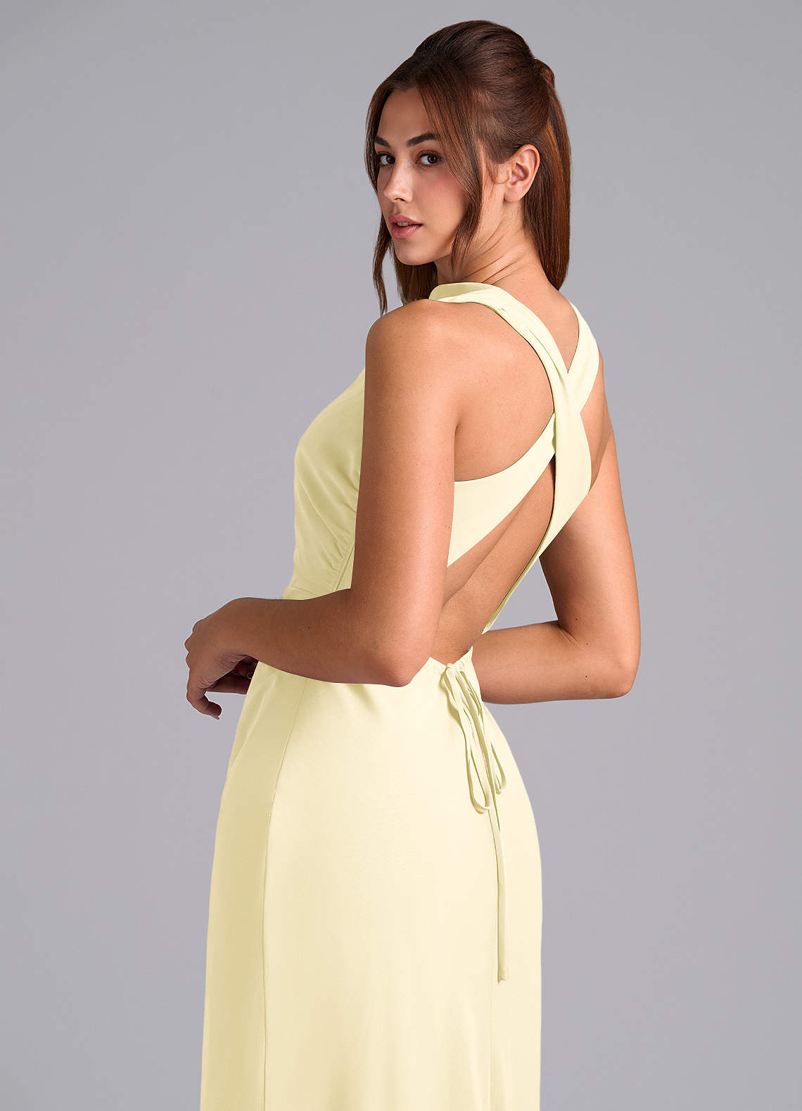 Azazie Evadne Brautjungfernkleider Etui Plissee Chiffon Kleid Zitronensorbet image6