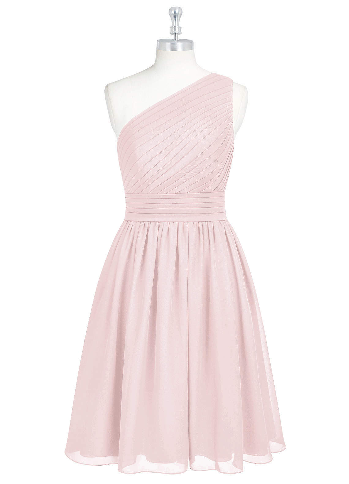 Azazie Katrina Bridesmaid Dresses Blushing Pink A-Line One Shoulder Chiffon Dress image5