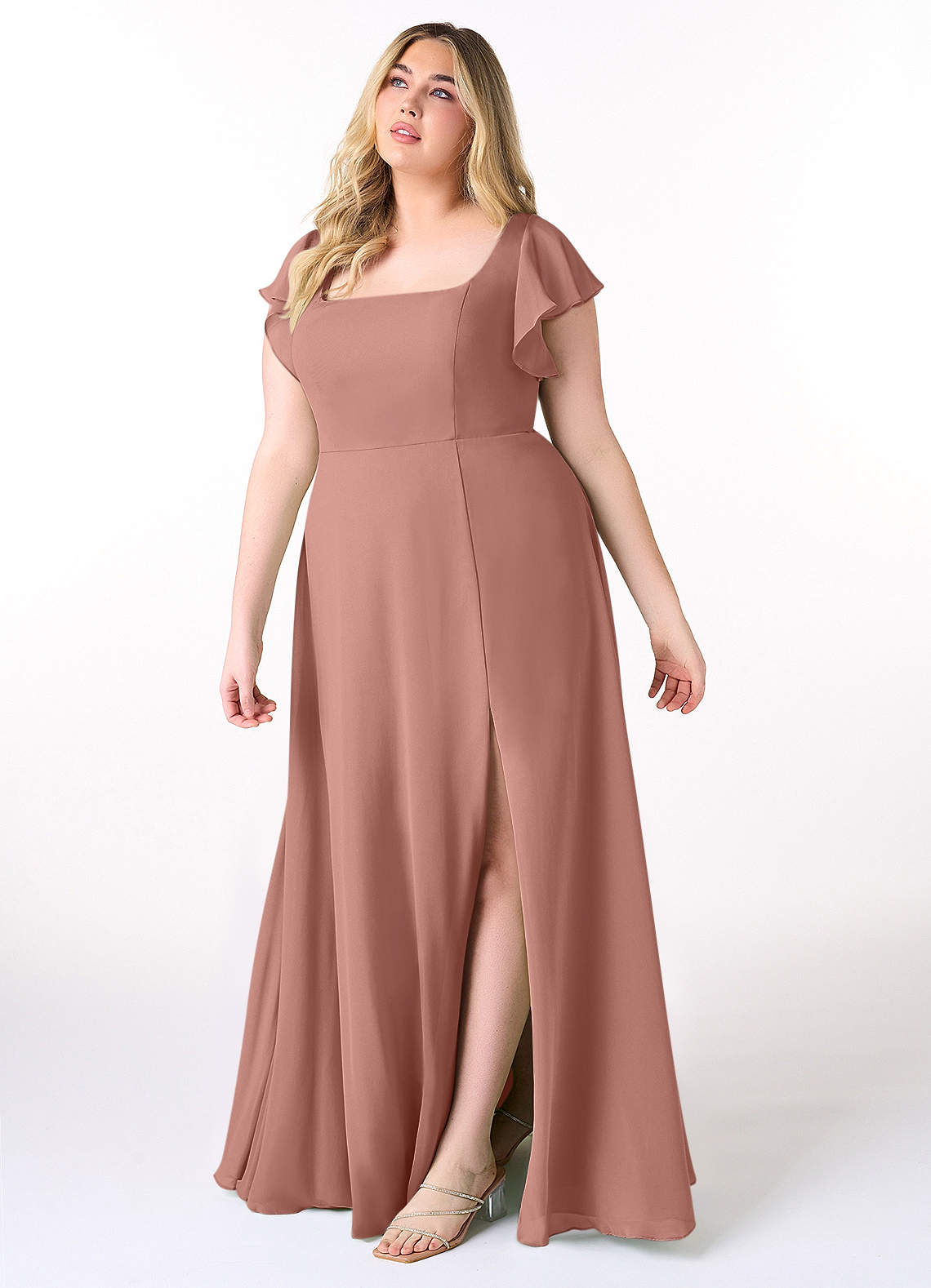 Azazie Bondi Bridesmaid Dresses Cedar Rose A-Line Ruffled Chiffon Dress image8