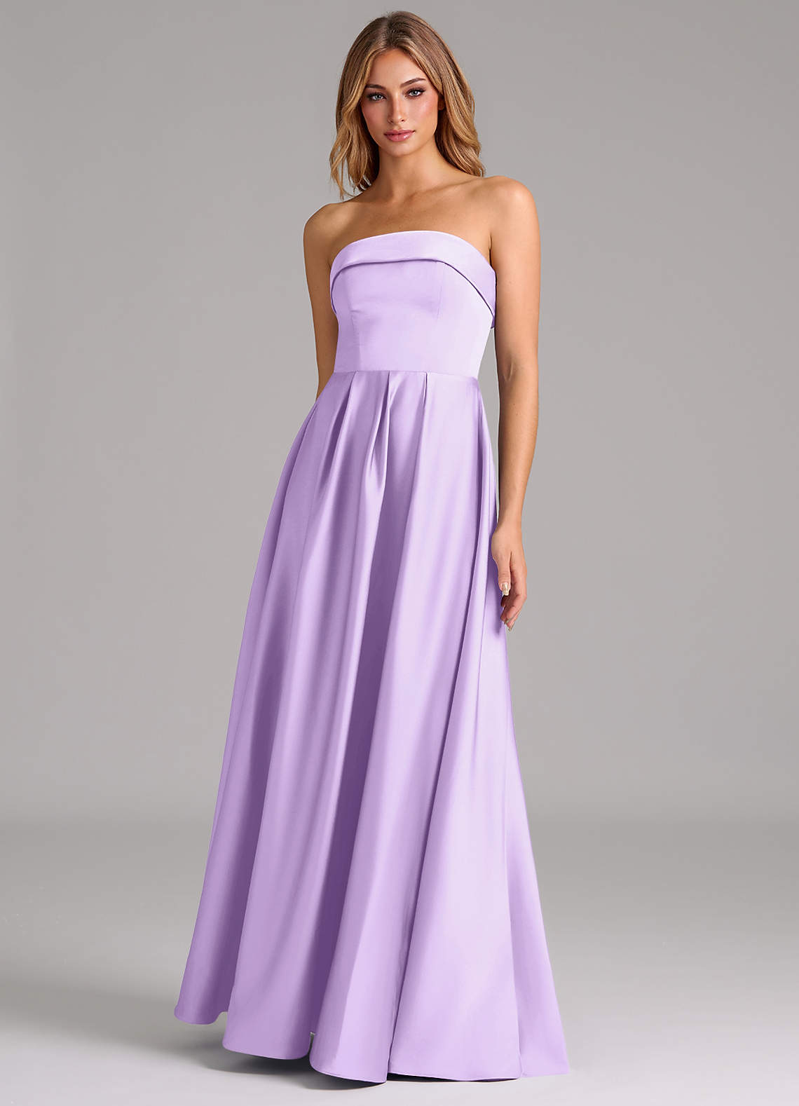 Azazie Lucienne Bridesmaid Dresses Lilac A-Line Strapless Stretch Satin Convertible Dress image1