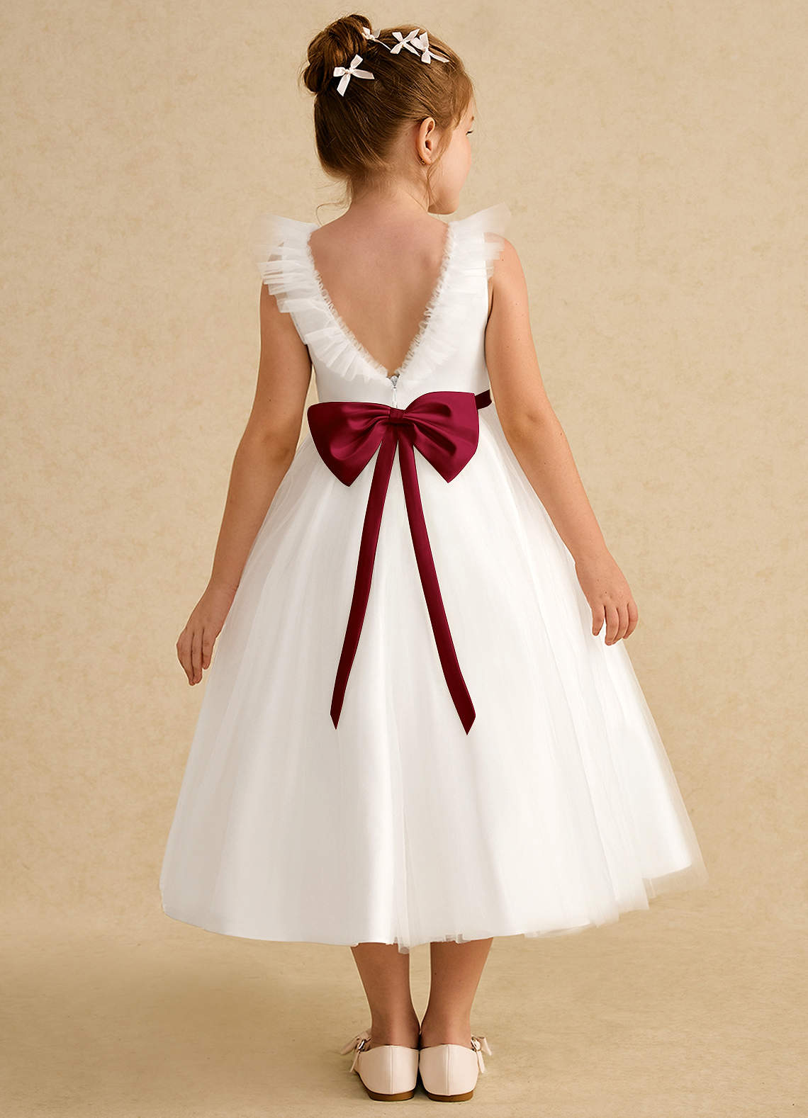 Ivory Jr Bridesmaid Dresses Burgundy Girls Burgundy Ivory Satin