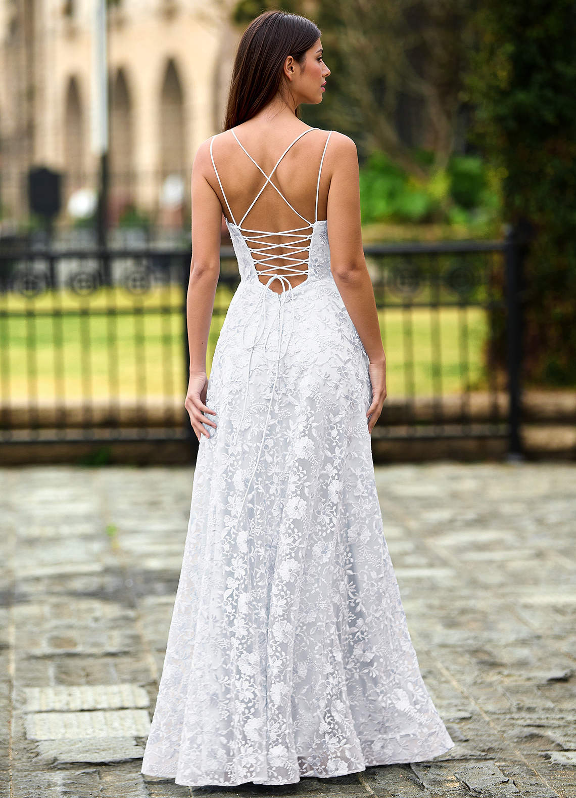Magnolia Ivory Sequined Lace Flowers Prom Dress Prom and Homecoming Dresses  | Azazie AU