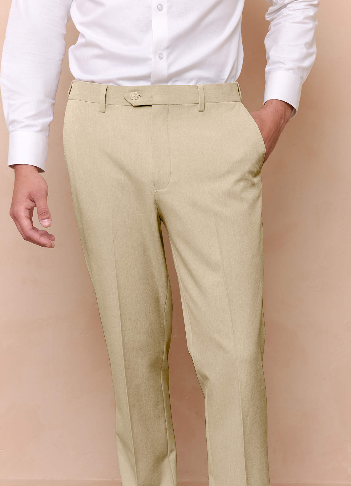 front James Champagne Structured Stretch Dress Pants