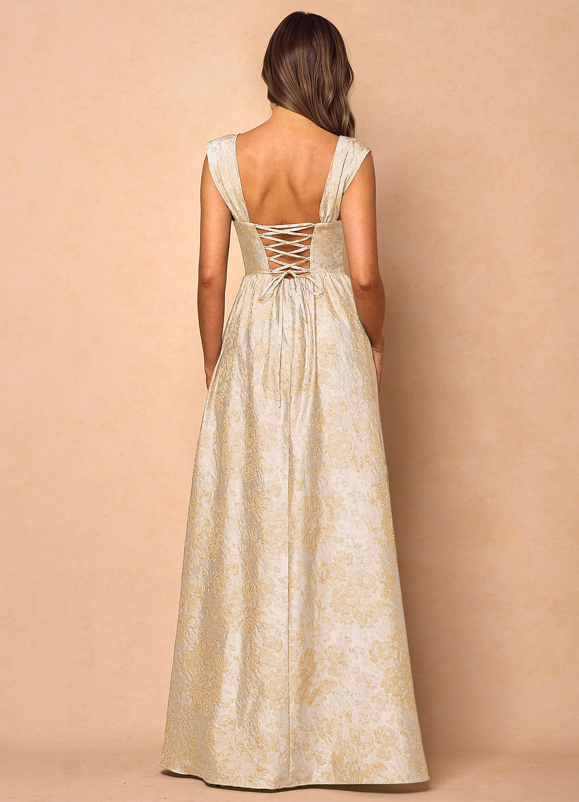 TreatÜrself specialVintage dress Runa Runa Vintage Champagne Maxi Dress | Azazie