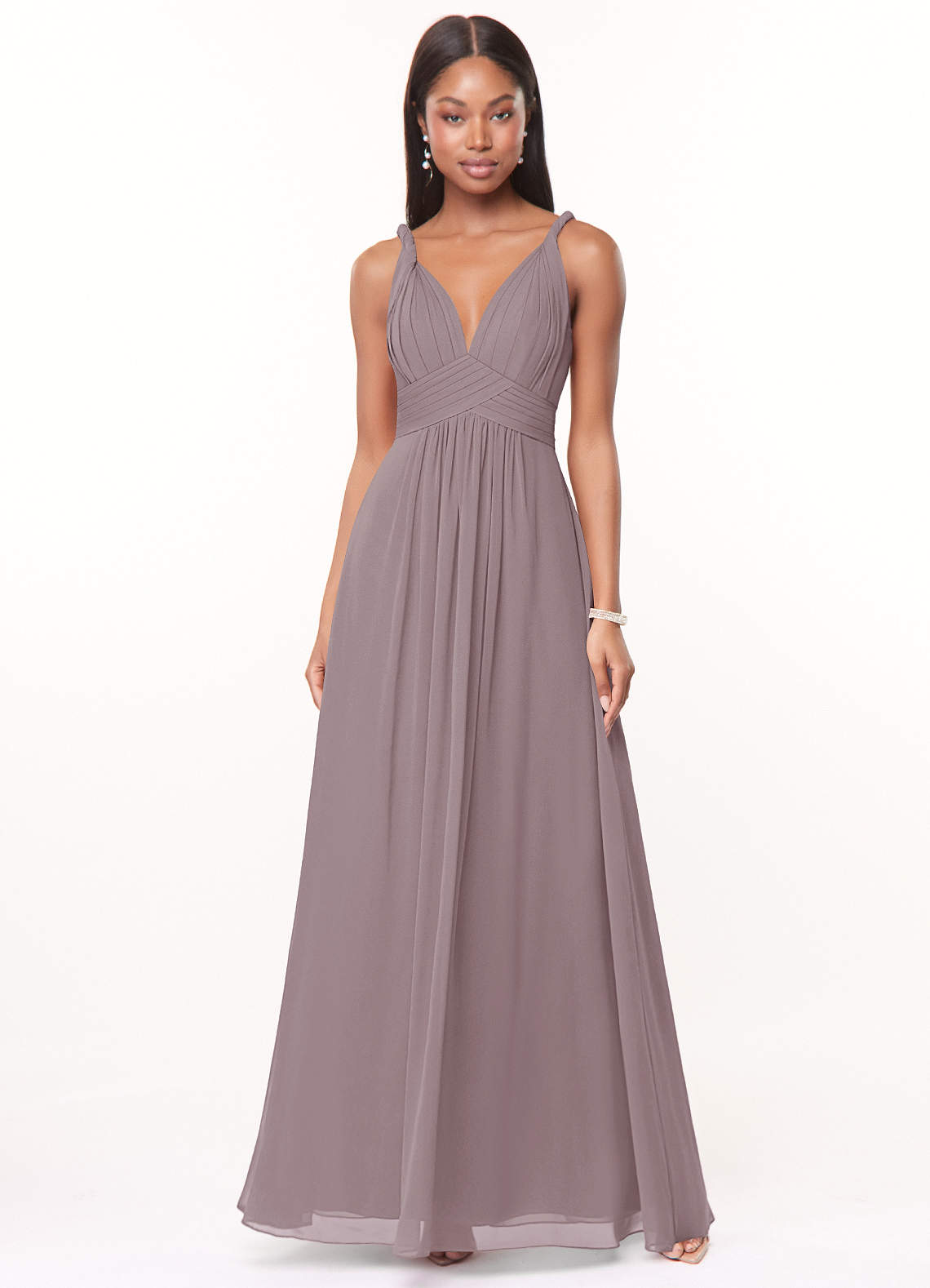 Azazie Maren Bridesmaid Dresses Dusk A-Line Pleated Chiffon Dress image1
