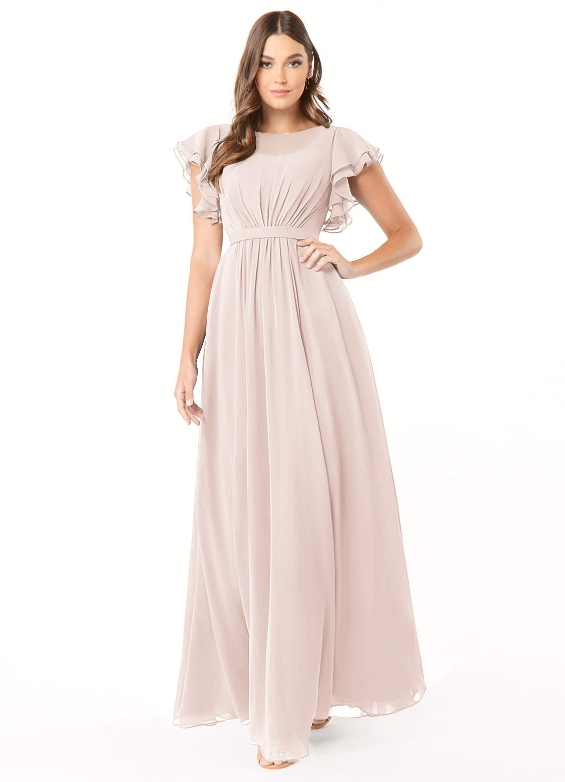 Azazie Daphne Abiti da damigella modesti Abito A-Line Arricciato Chiffon Floor-Length image1