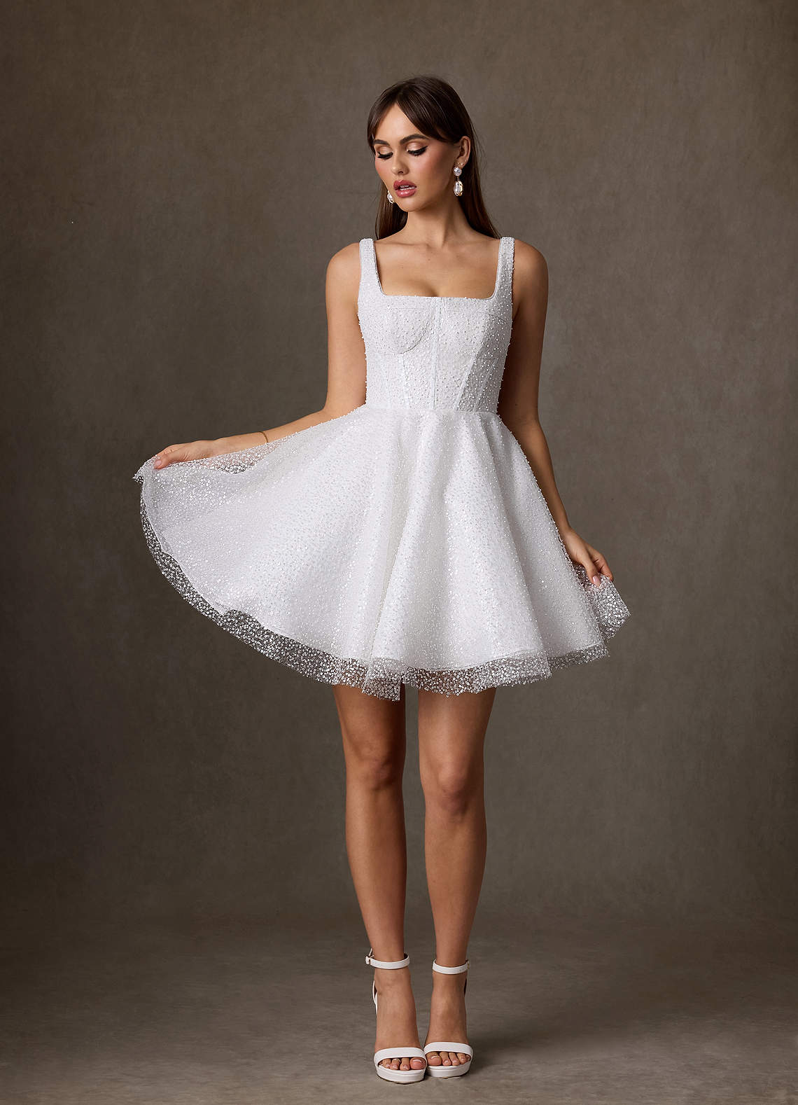 Azazie Avita Robes de mariée Robe Trapèze en Perlage avec poches Blanc De Diamant image3