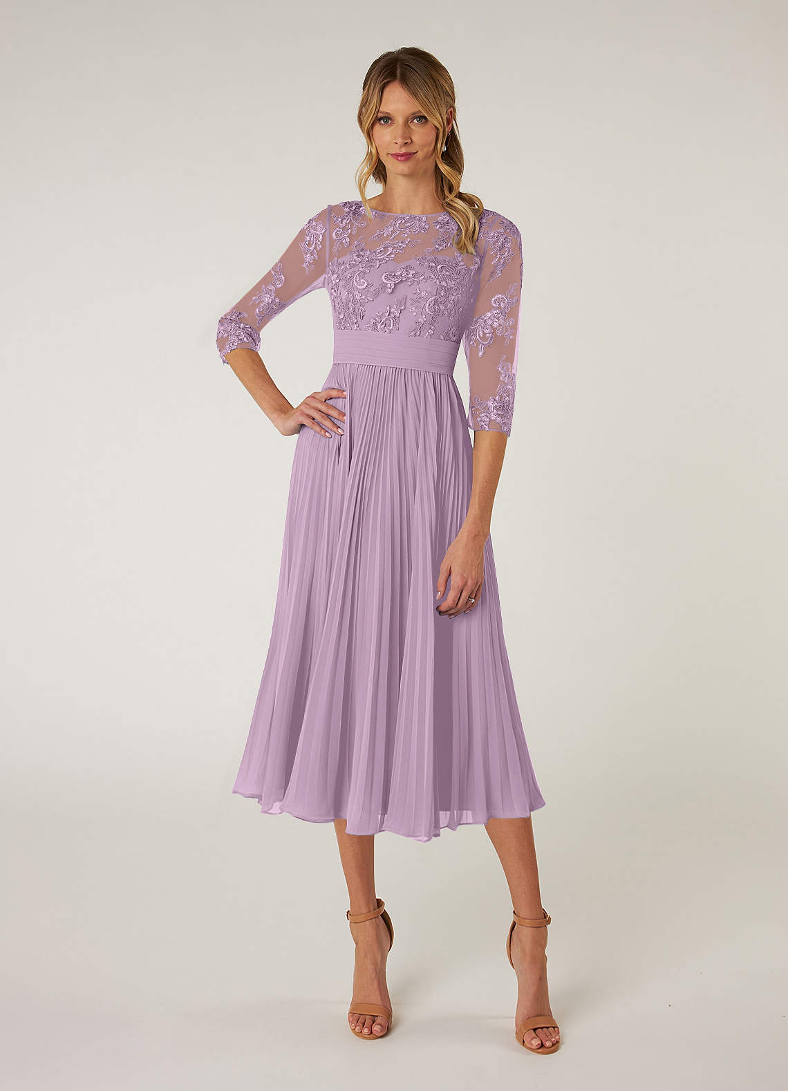 Azazie Tutu Mother of the Bride Dresses Wisteria A-Line Boatneck Lace Chiffon Dress image1