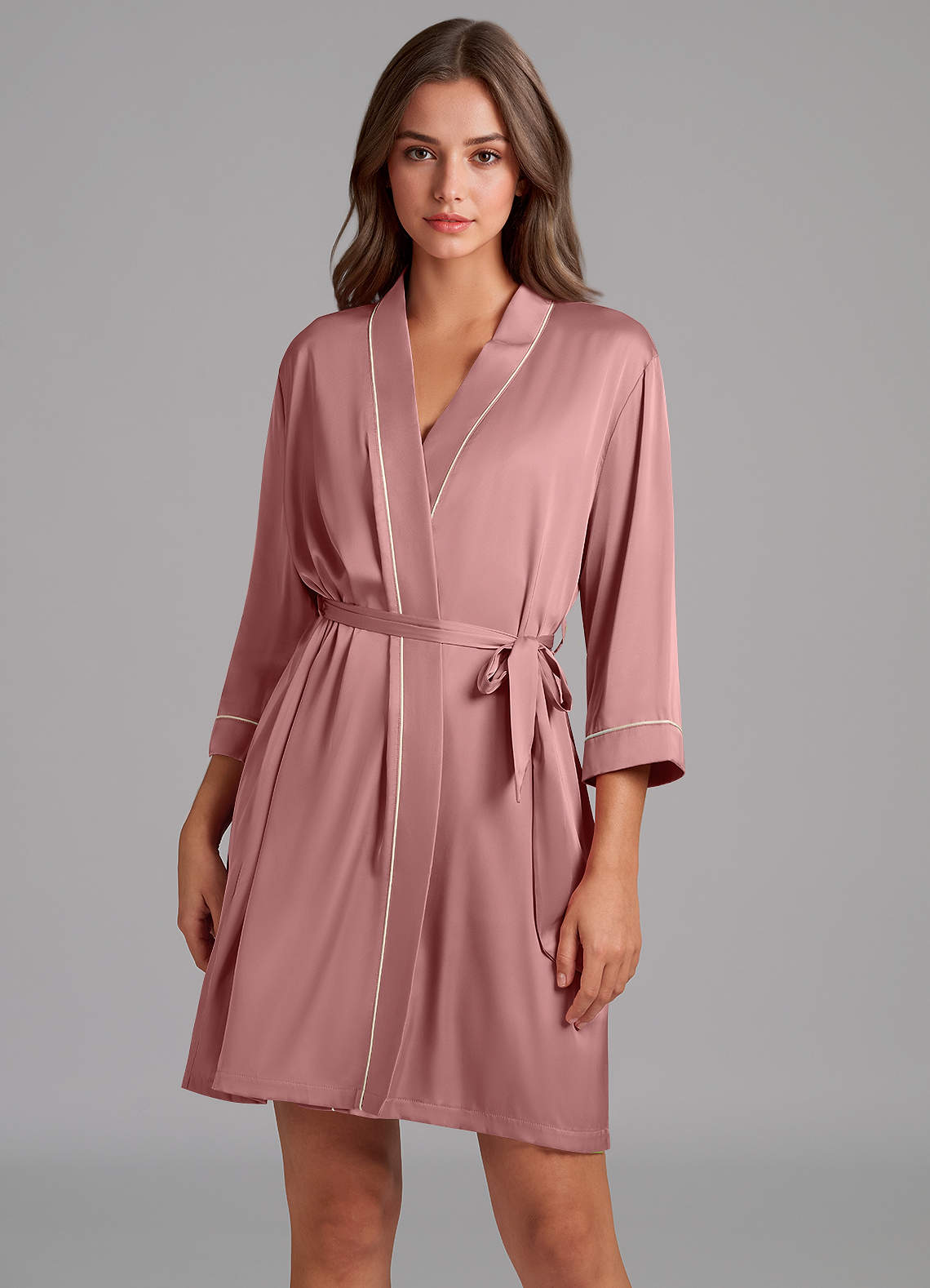 front Satin Piped Robe