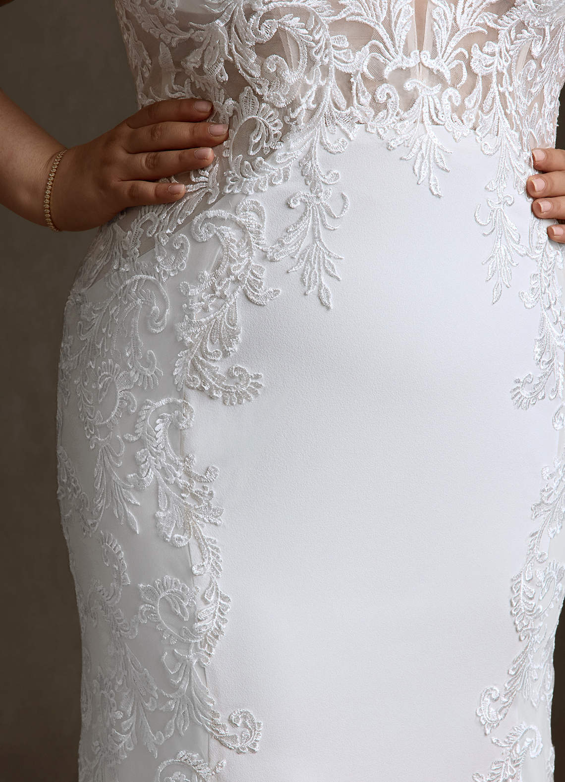 Azazie Estephanie Wedding Dresses Diamond White Mermaid Sequins Stretch Crepe Dress image13