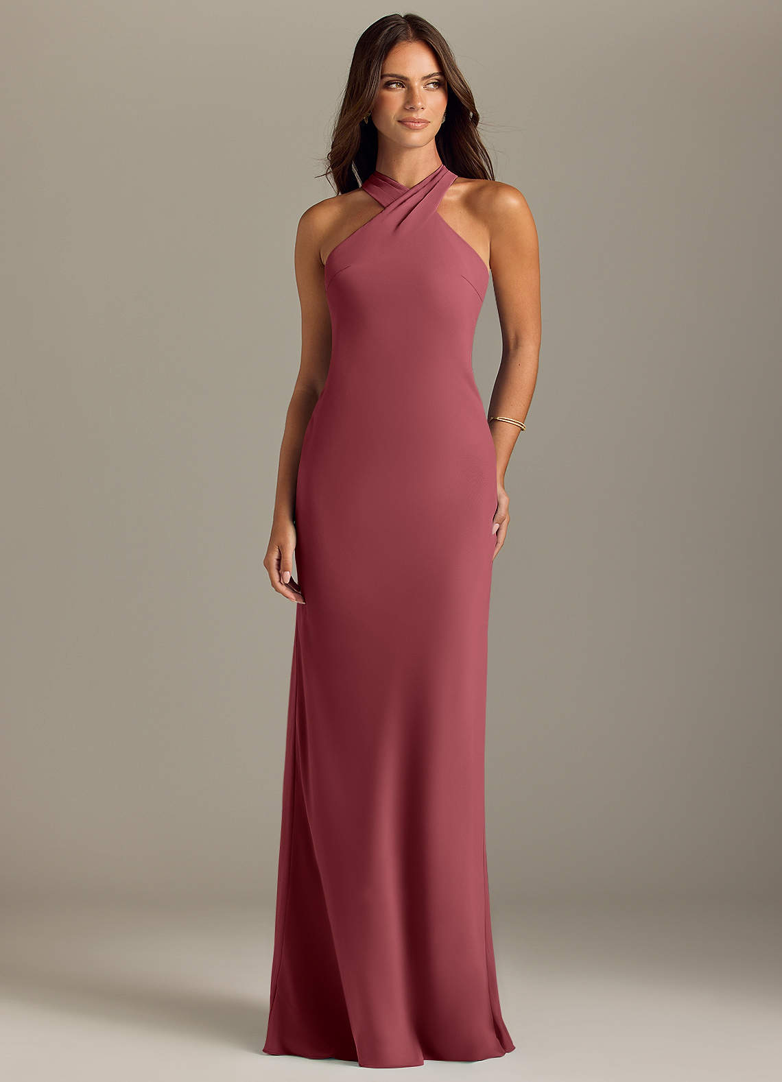 Azazie Doretta Bridesmaid Dresses Merlot Mermaid Pleated Chiffon Dress image1