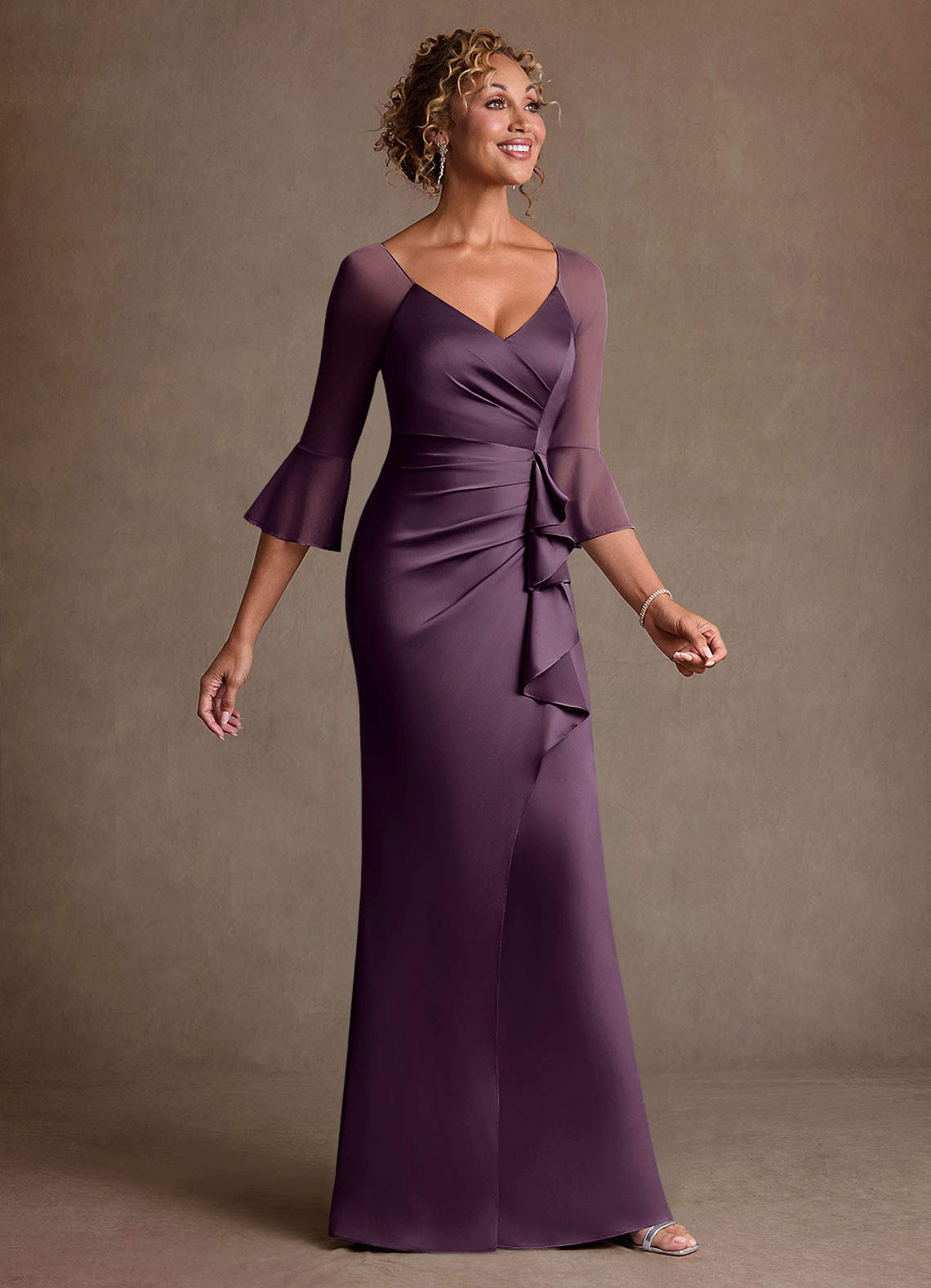 knee length dresses for ladies Maura Taffeta and Satin Maxi Dress / Wine | Meshki
