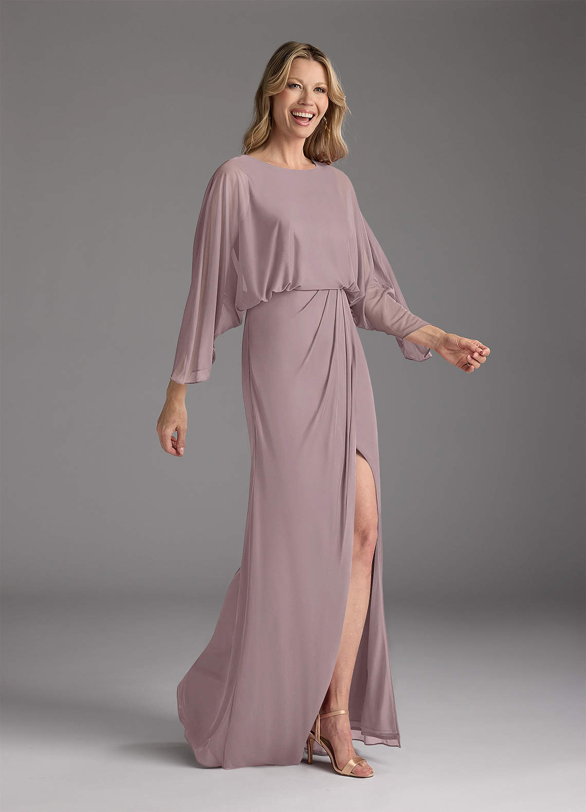 Azazie Ysabella Abiti per la Madre della Sposa Abito Sirena in Maglia Plissettato Dusk image1