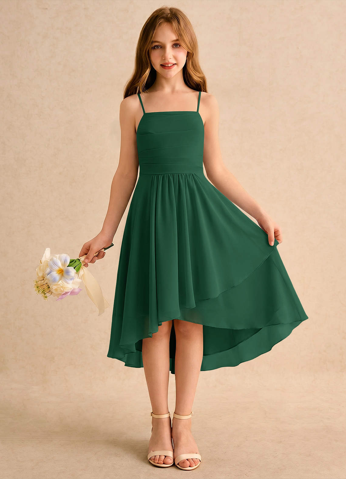 twilight green dress Azazie A-Line/Princess Square Neck Asymmetrical Chiffon Flower Girl Dresses