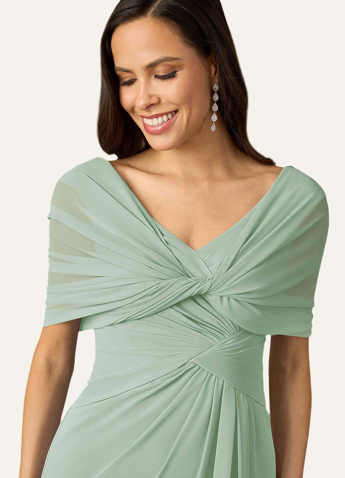 front Azazie Envoltório Sarah Chiffon Cor Combinando