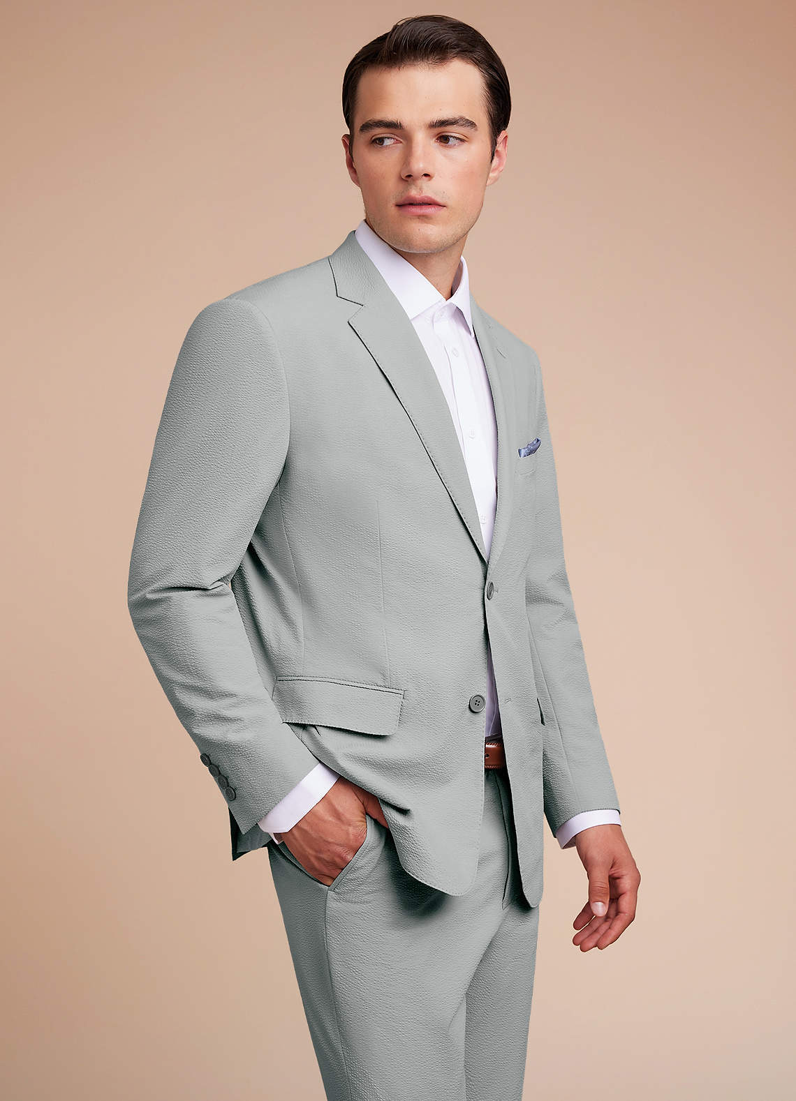 front Miles Light Grey Seersucker Suit Jacket