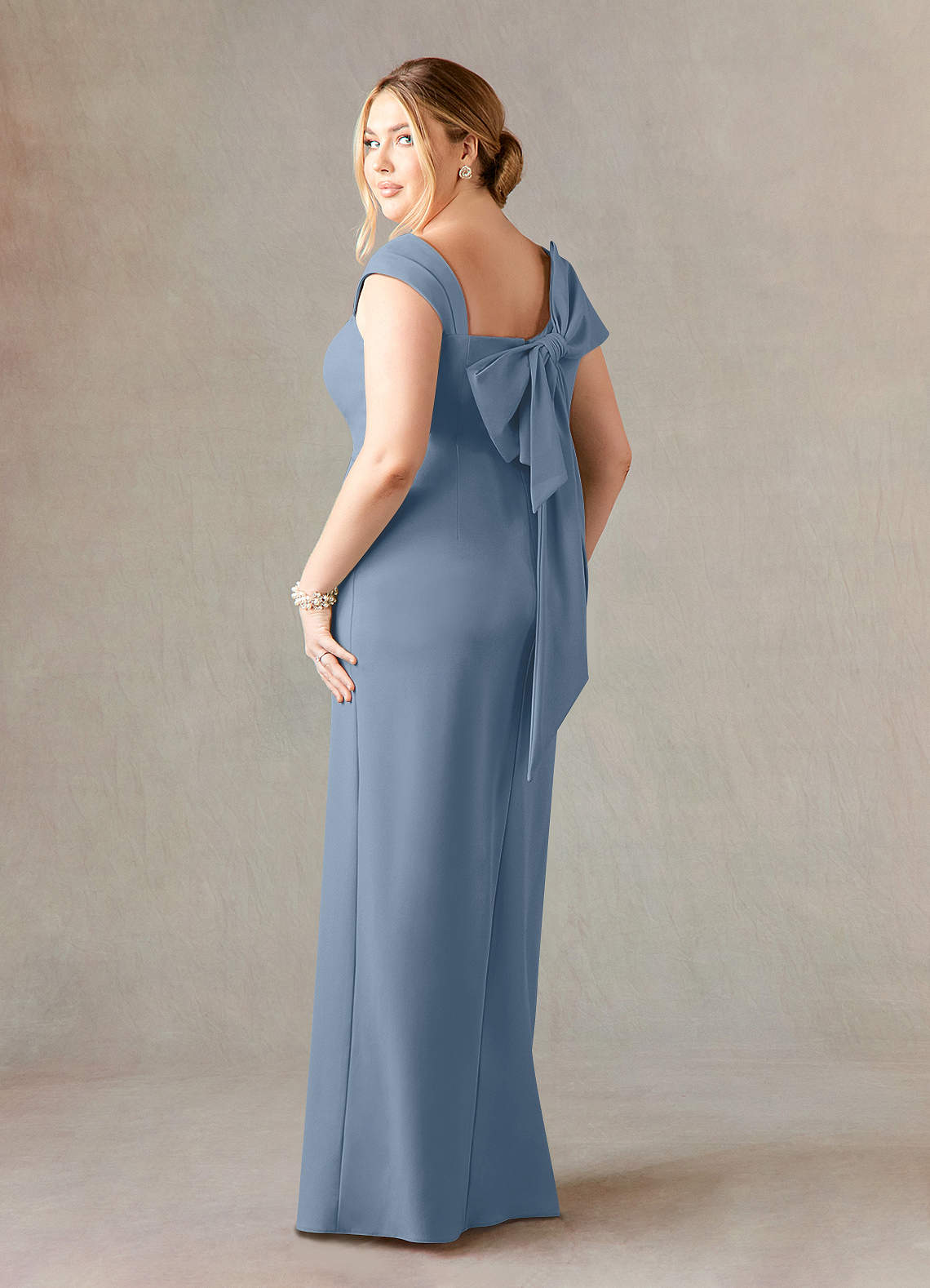 Azazie Ellen Mother of the Bride Dresses Sheath Side Slit Stretch Crepe Floor-Length Dress image1