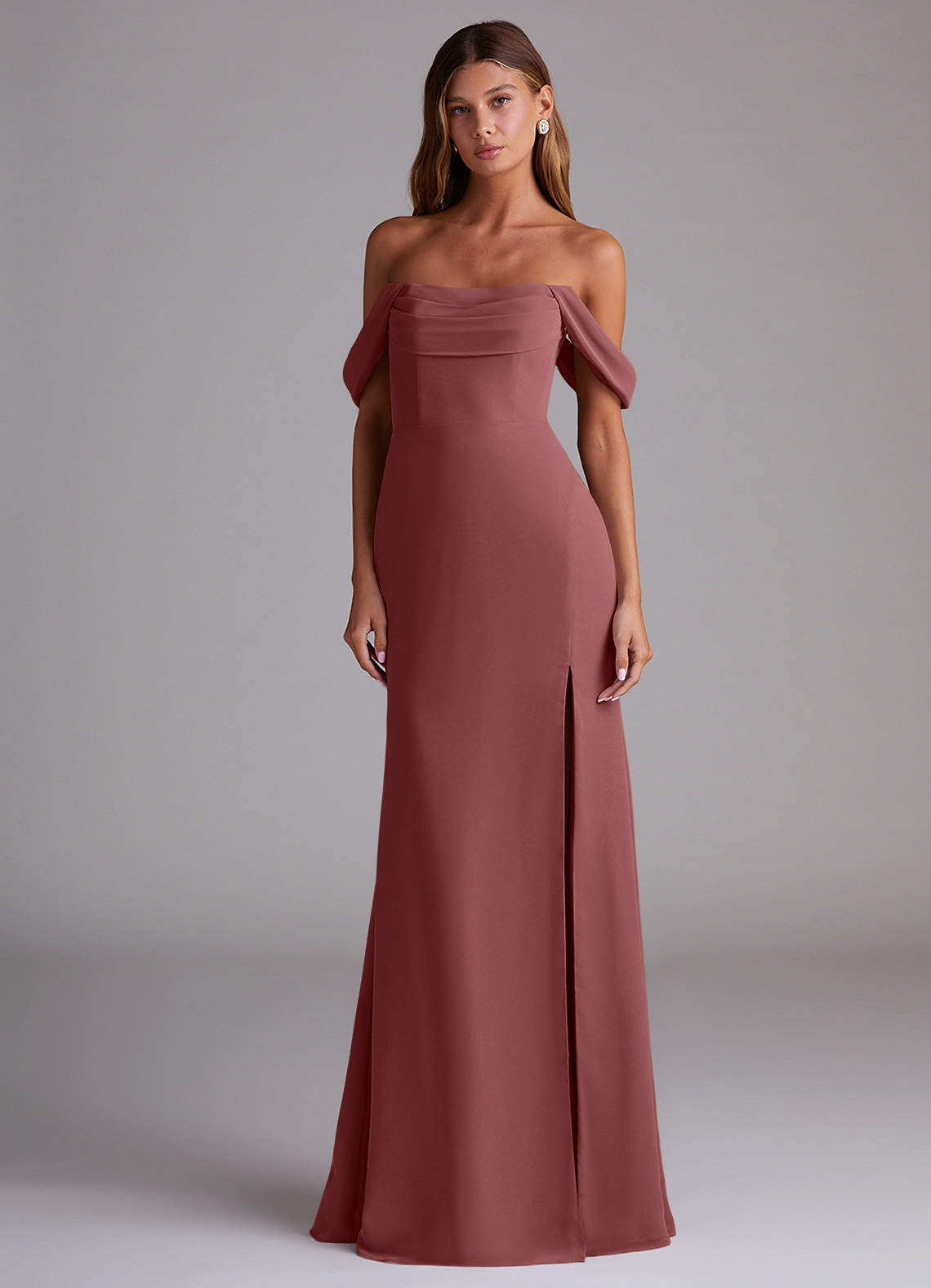 Azazie Saige Bridesmaid Dresses Amethyst A-Line Off the Shoulder Chiffon Convertible Dress image2